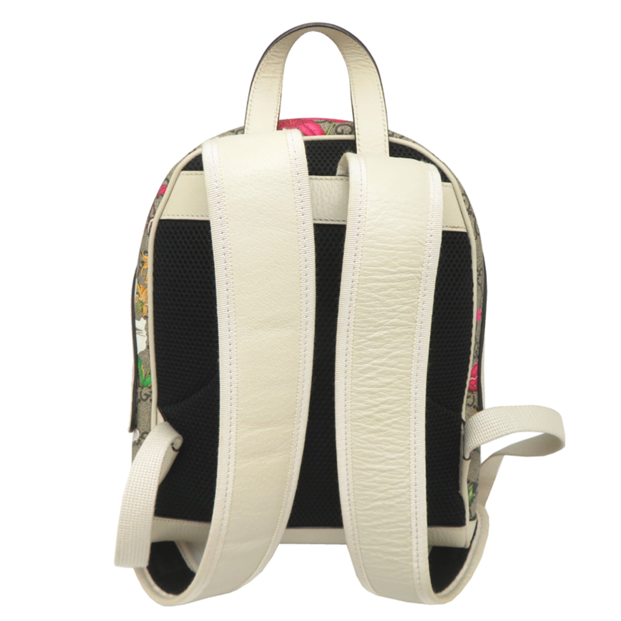 Gucci Beige White Gg Supreme Leather Backpack (Pre-Owned)