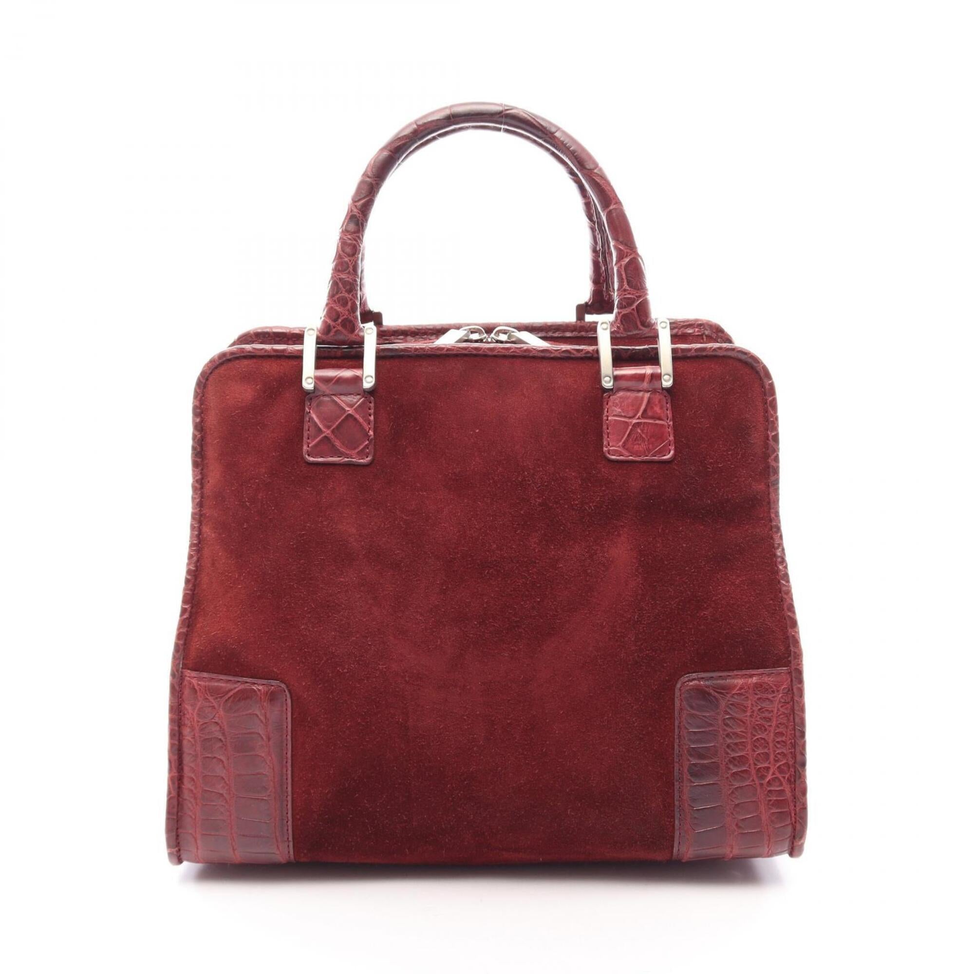 Loewe Bordeaux Suede Leather Handbag (Pre-Owned)