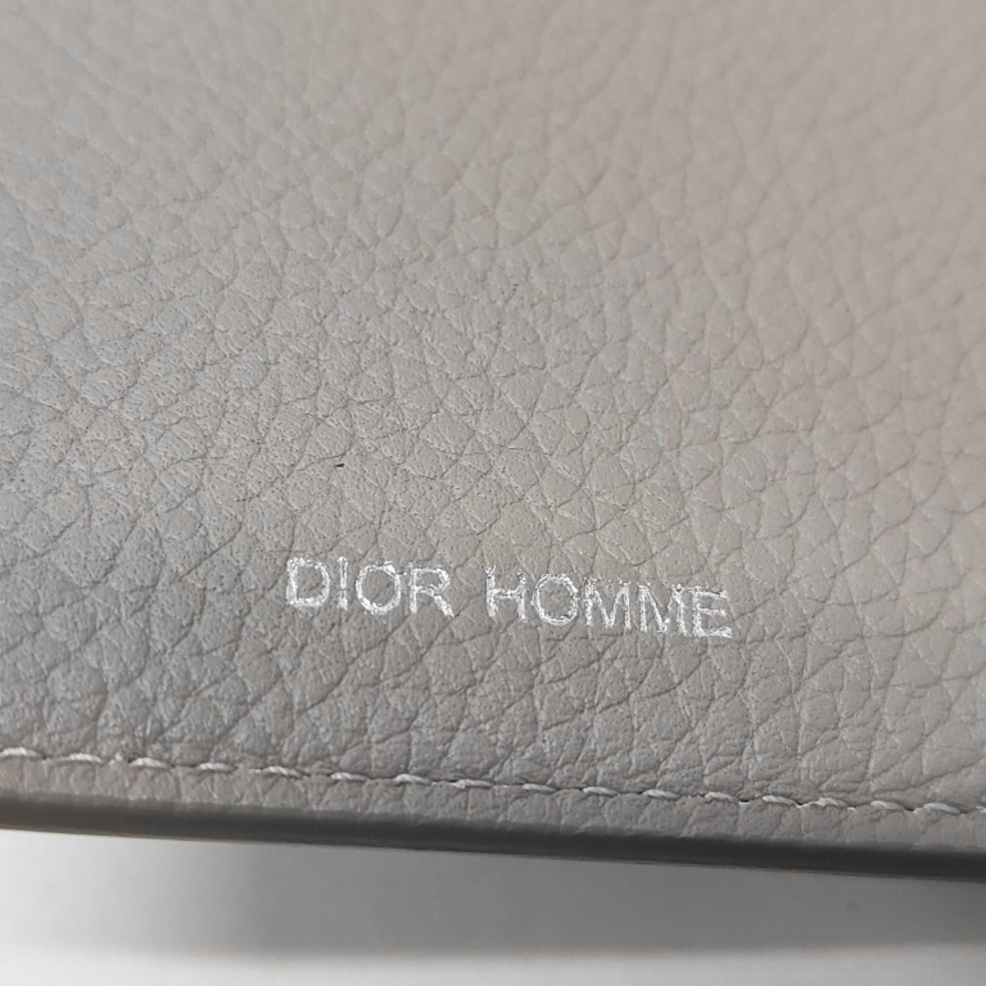 Dior Homme Gray Leather Long Wallet (Bi-Fold) (Pre-Owned)