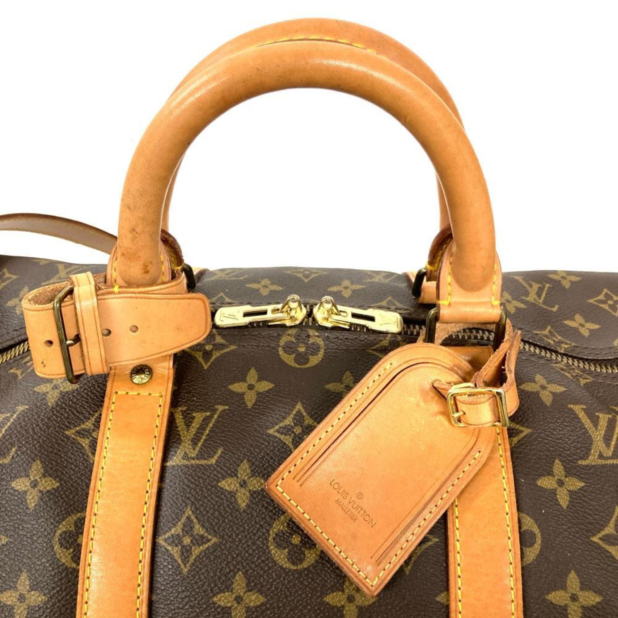 Louis Vuitton Brown Monogram Canvas Leather Boston Bag (Pre-Owned)