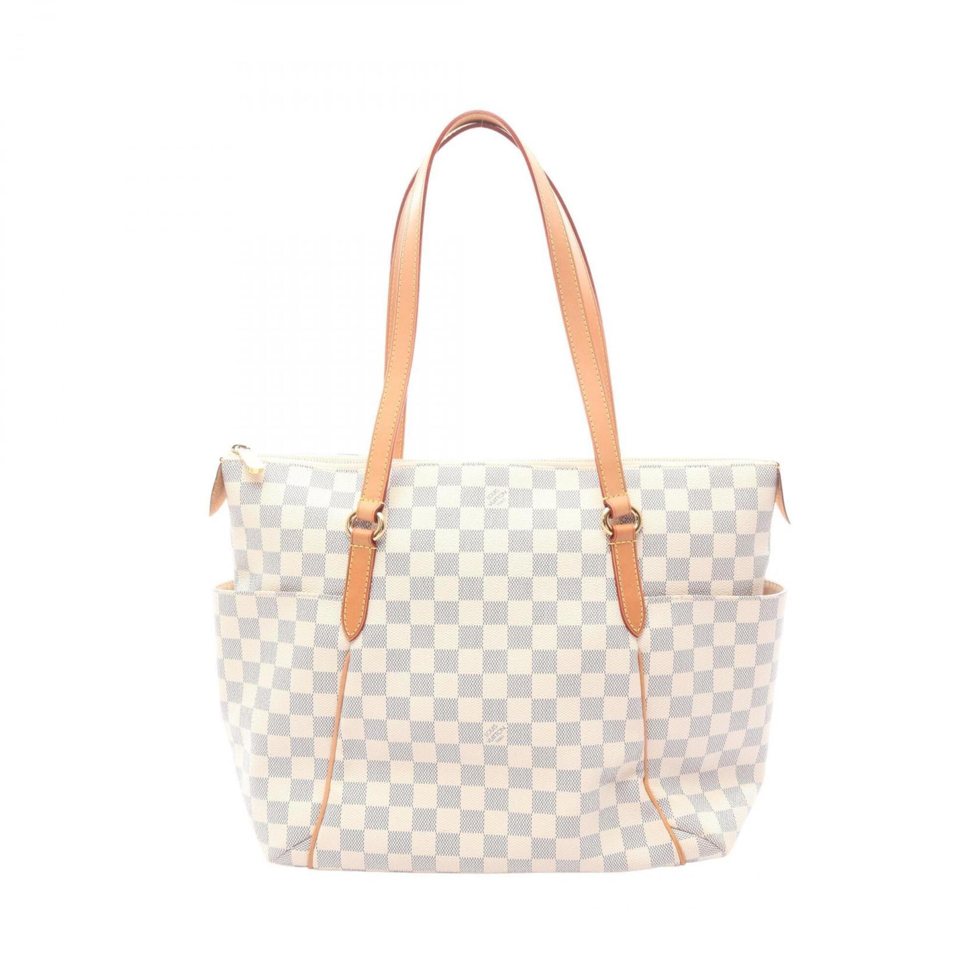 Louis Vuitton White Coated Canvas Pvc Damier Azur Leather Handbag Tote Bag (Pre-Owned)