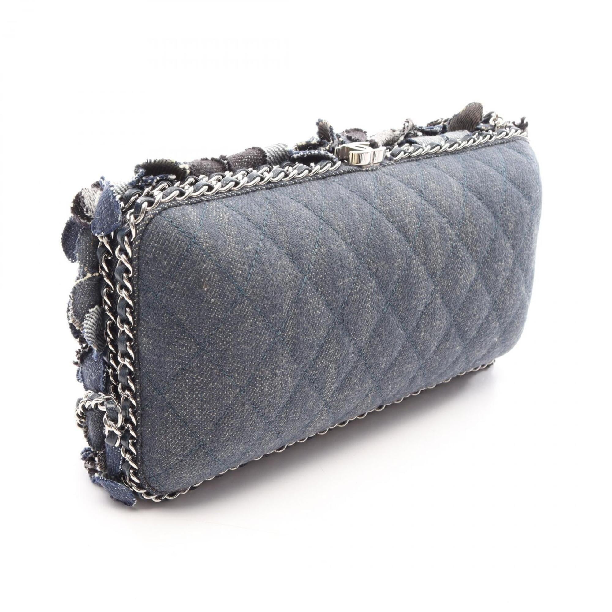 Chanel Camellia Black Navy Denim Handbag Shoulder Bag (Pre-Owned)