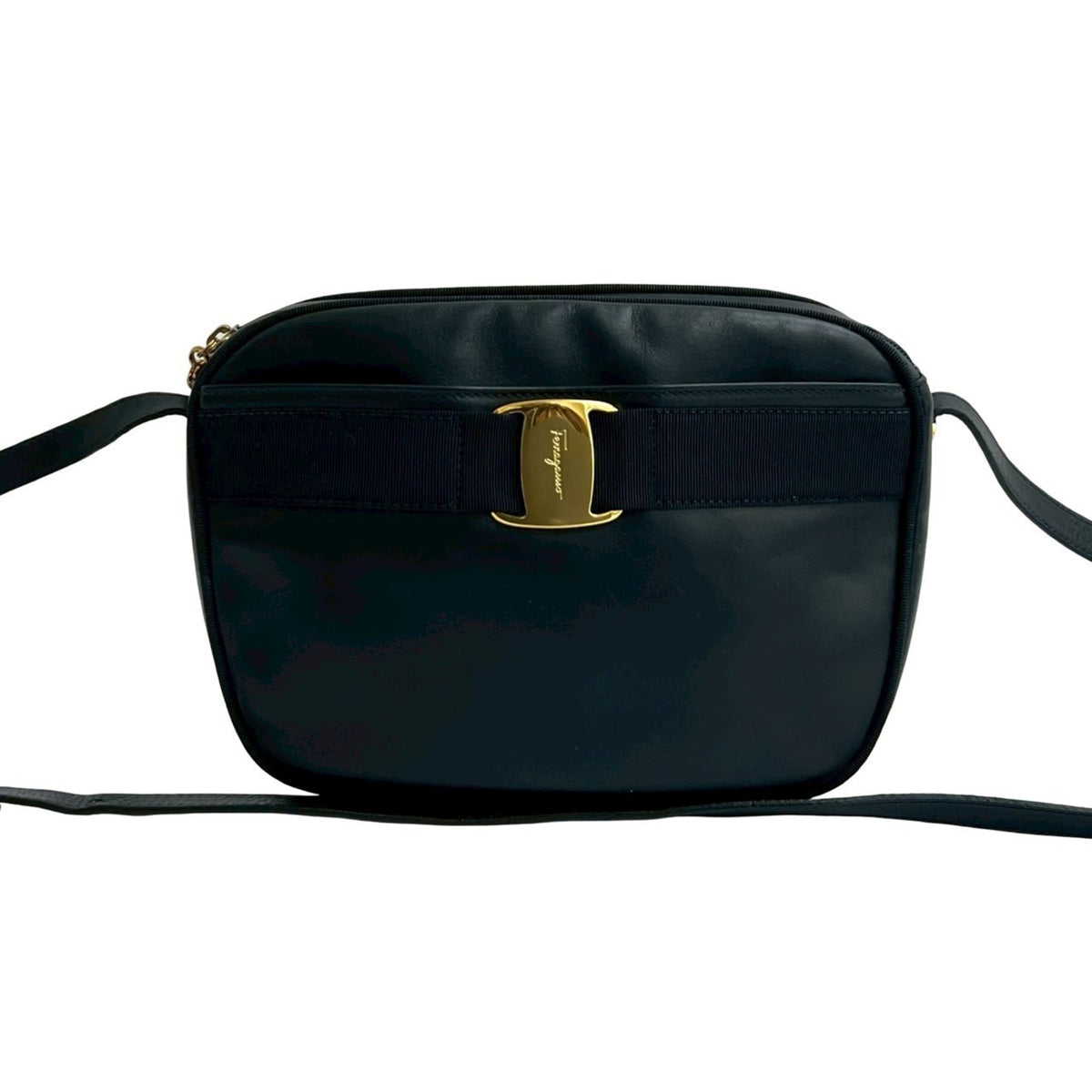 Salvatore Ferragamo Navy Leather Pochette Shoulder Bag (Pre-Owned)