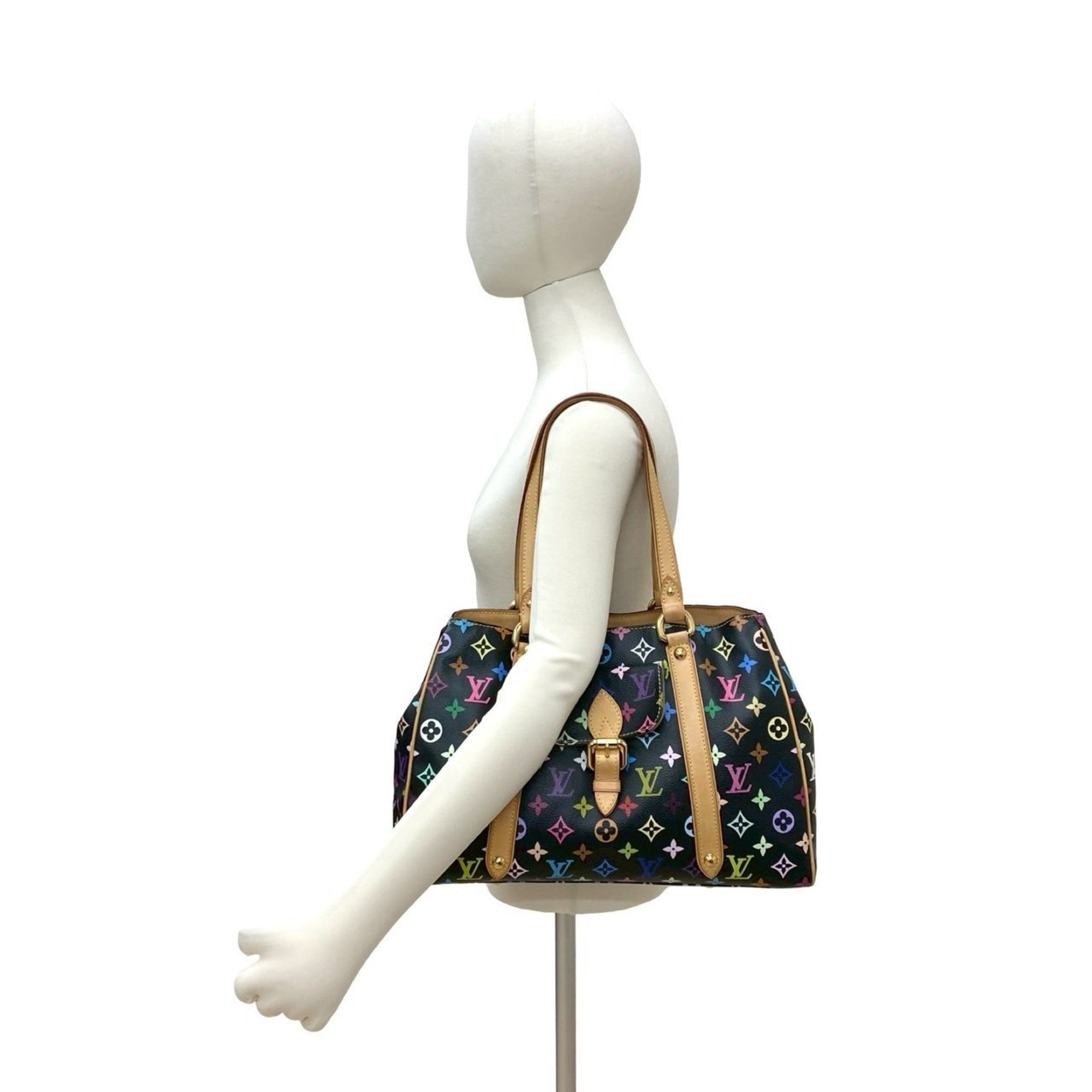 Louis Vuitton Black Multi-Color Leather Pvc Shoulder Bag Tote Bag (Pre-Owned)