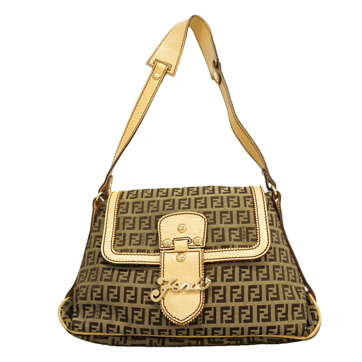 Fendi Brown Nylon Canvas Shoulder Bag (Pre-Owned)