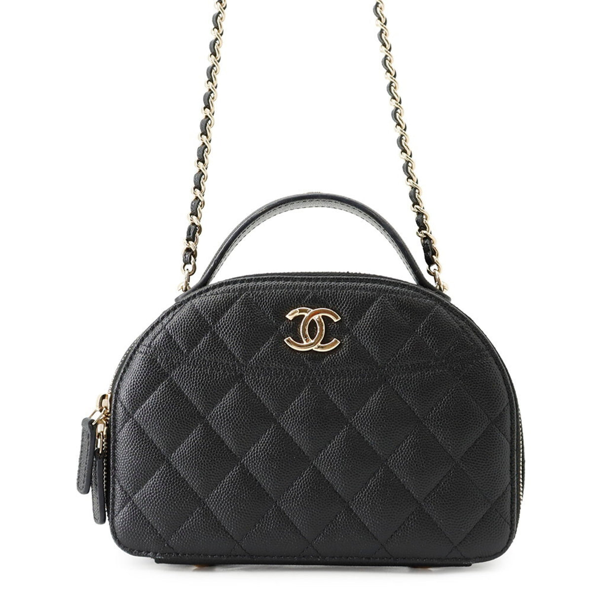 Chanel Matelasse Black Grained Calfskin Handbag Shoulder Bag (Pre-Owned)