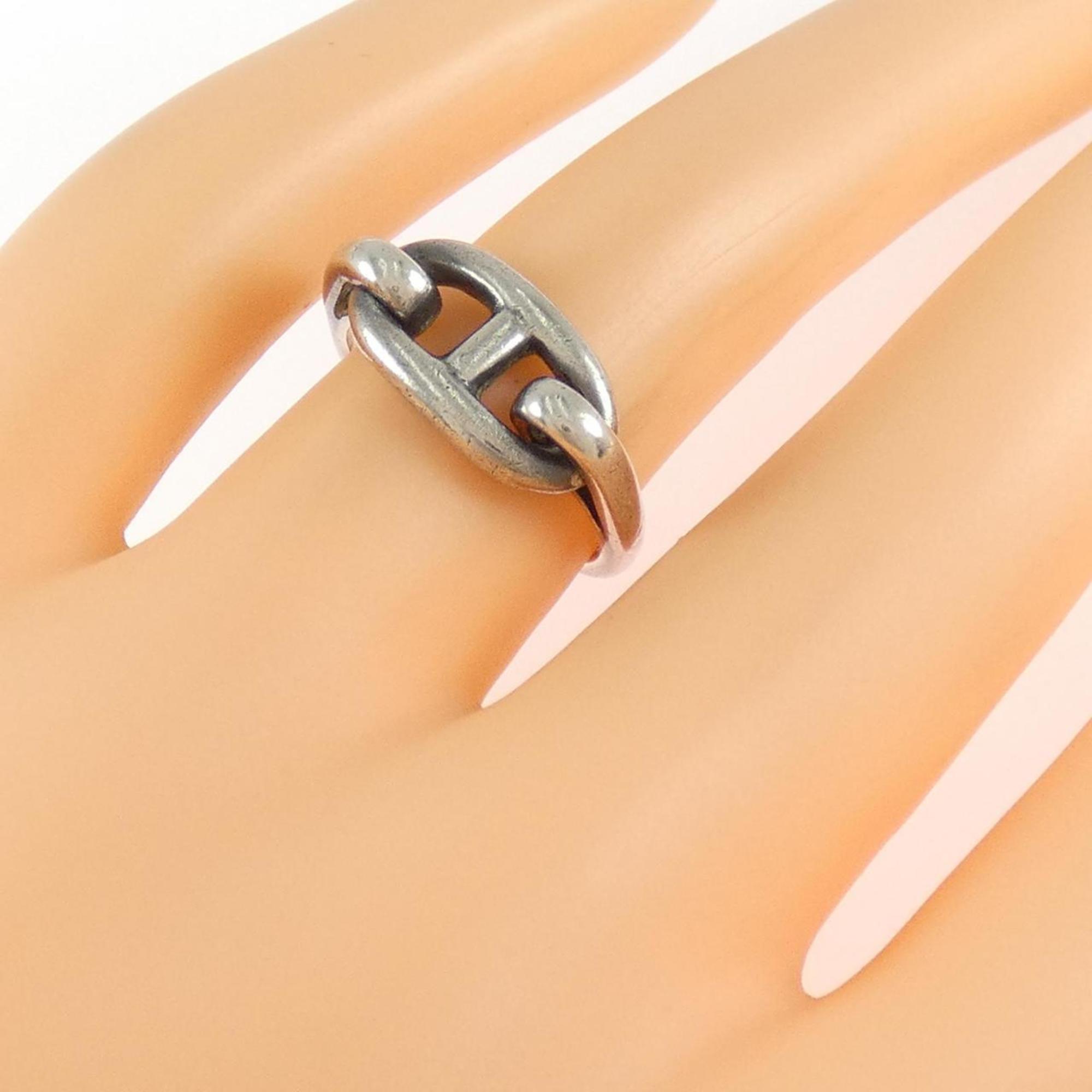 Hermes Silver Silver 925 Band Ring (Pre-Owned)