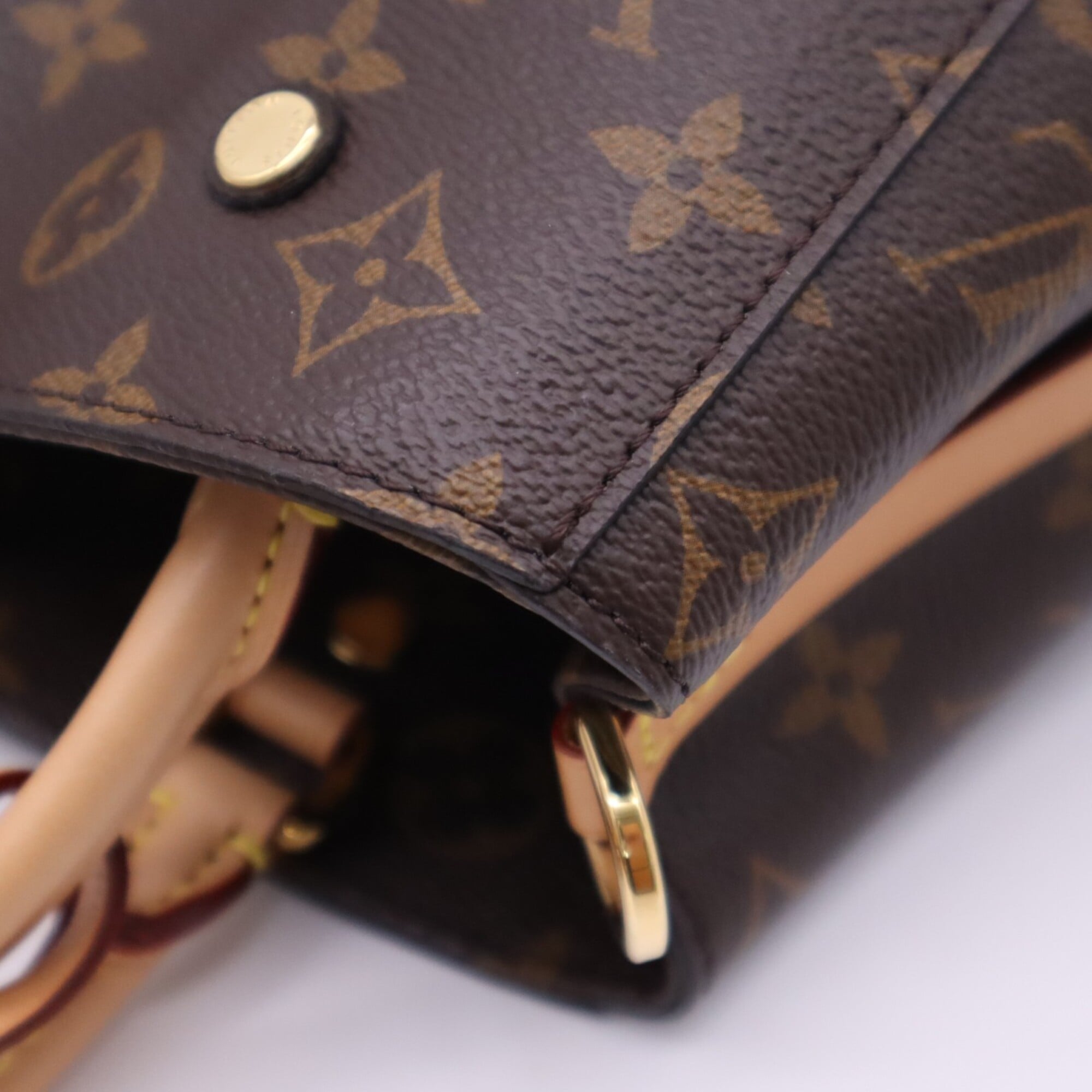 Louis Vuitton Monogram Beige Brown Coated Canvas Leather Handbag Shoulder Bag (Pre-Owned)