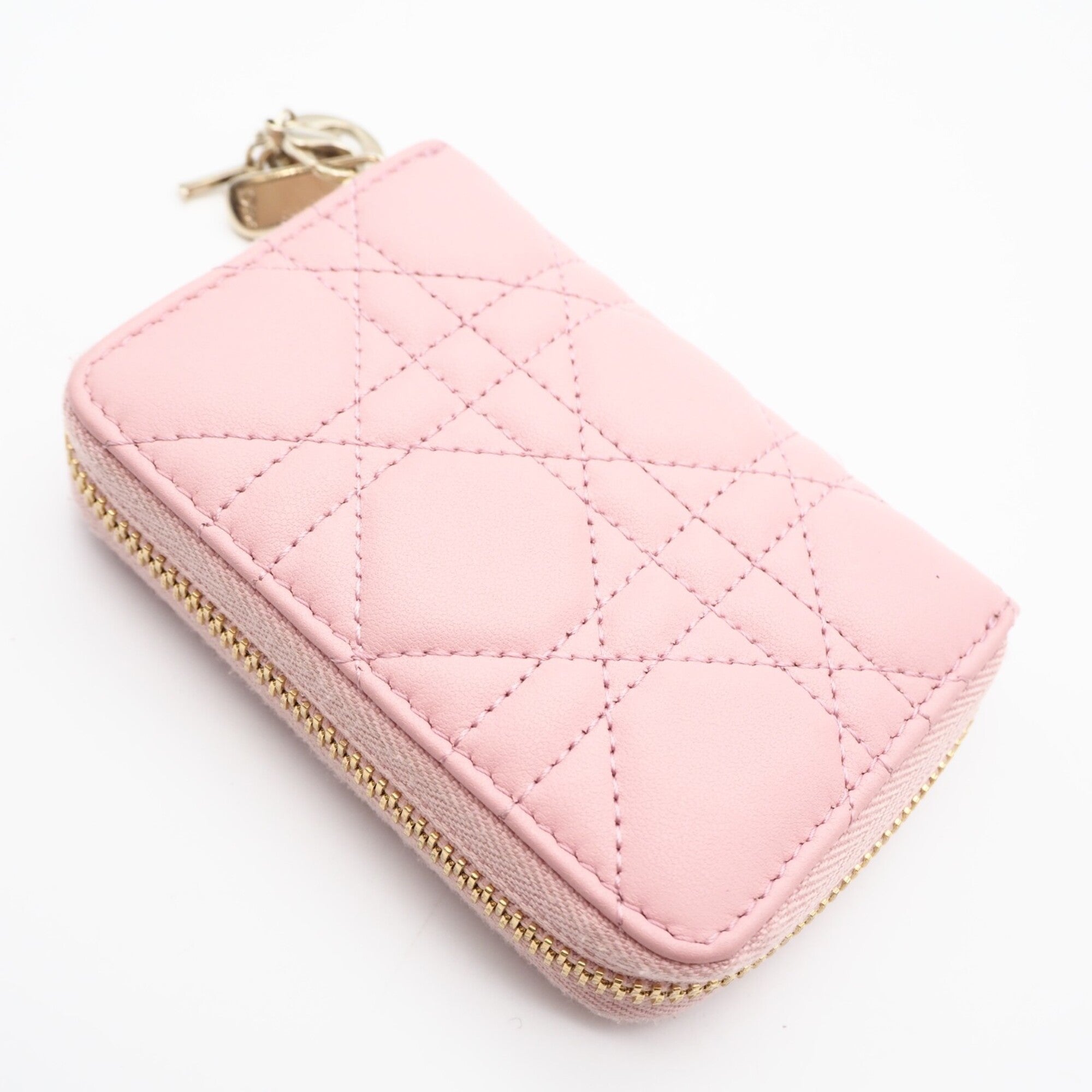 Christian Dior Lady Dior Pink Leather Coin Purse/Coin Case (Pre-Owned)