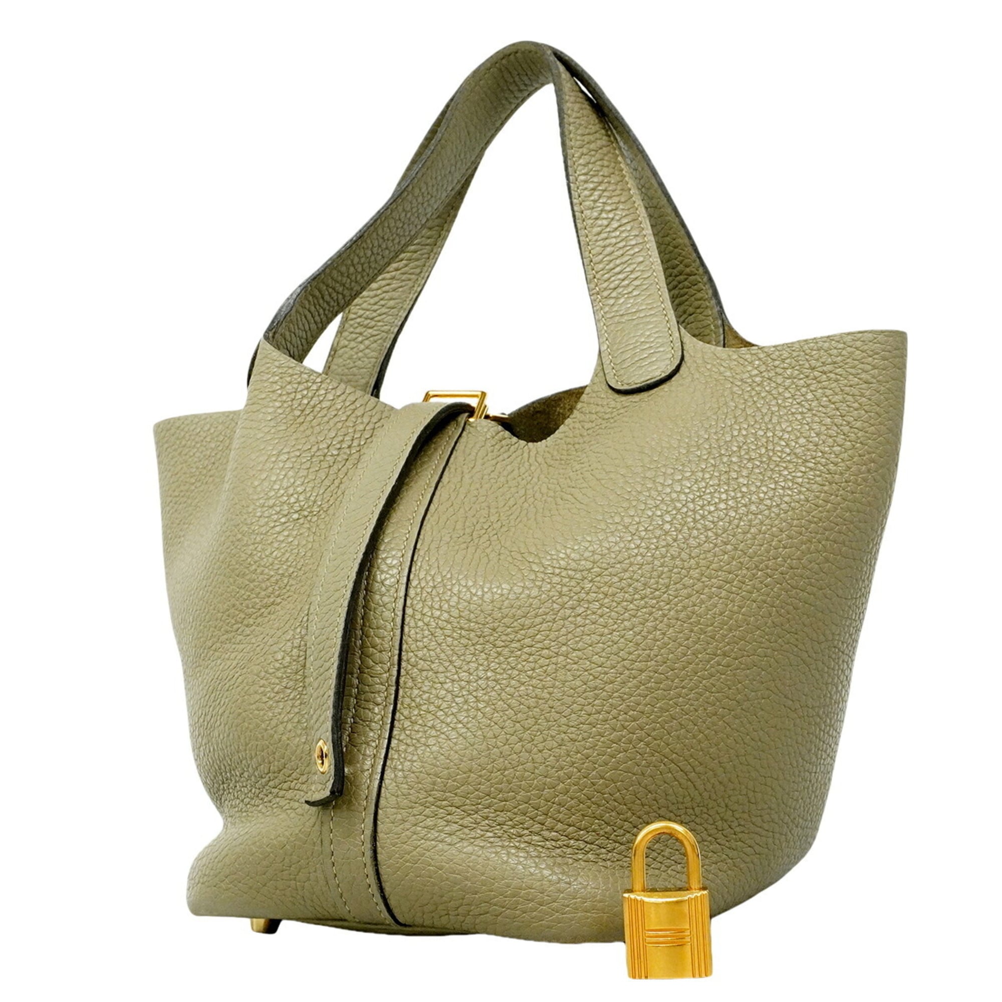 Hermes Gray Taurillon Clemence Leather Handbag (Pre-Owned)