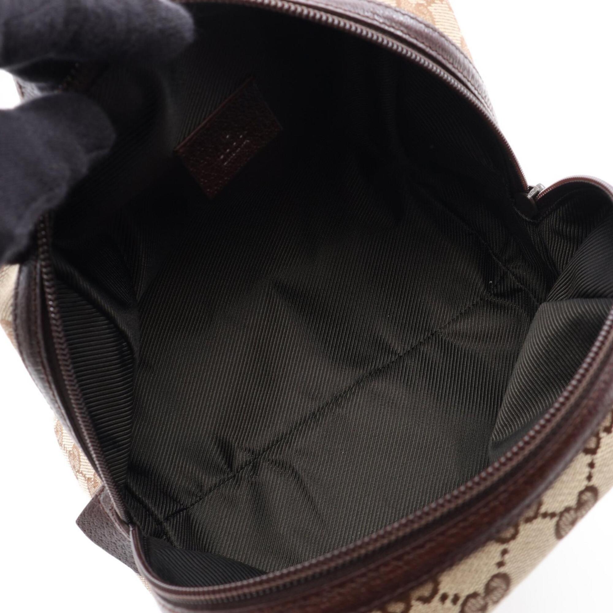 Gucci Beige Brown Gg Canvas Leather Handbag (Pre-Owned)