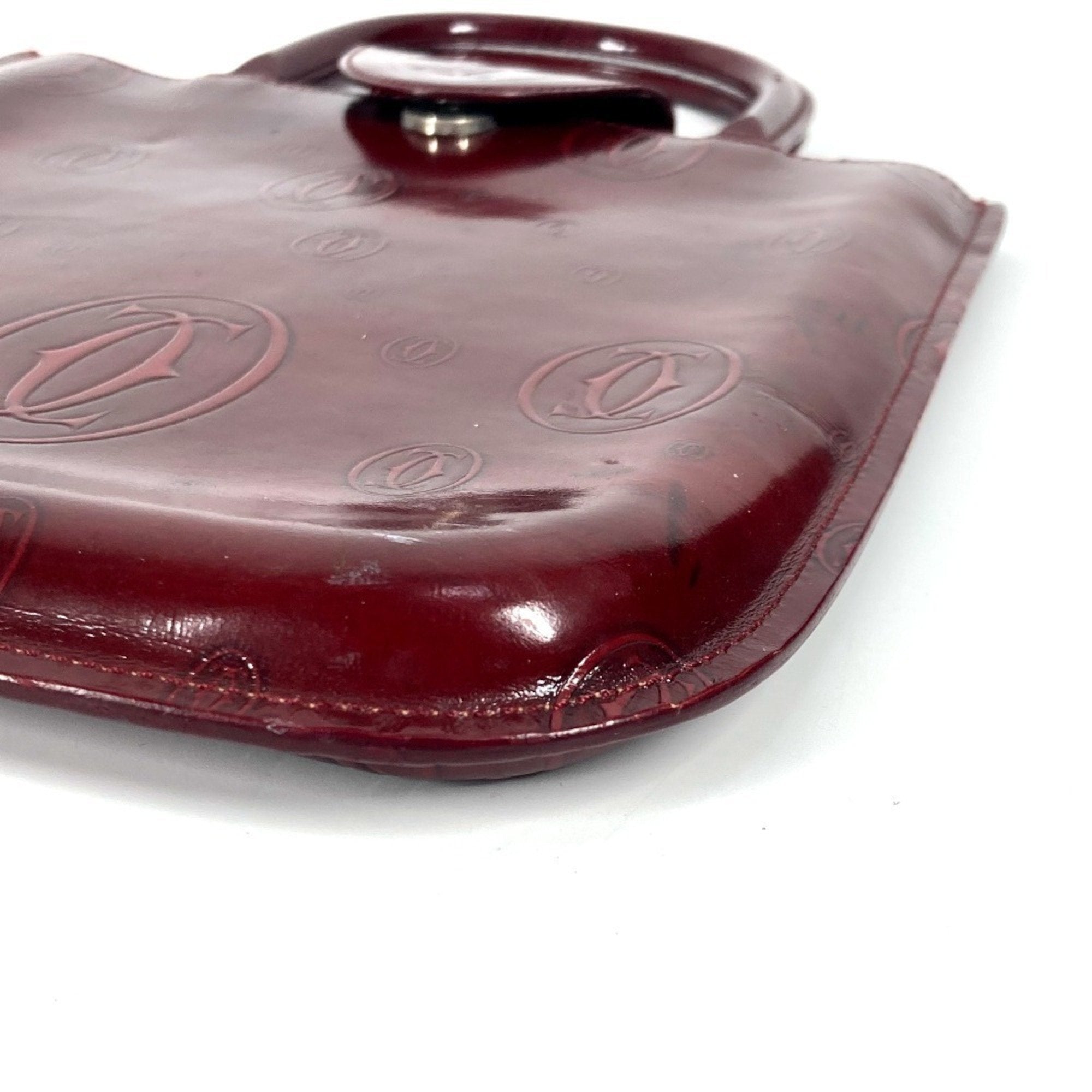Cartier Happy Birthday Red Color Leather Handbag Tote Bag (Pre-Owned)