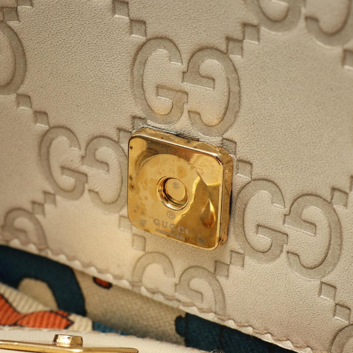 Gucci Ivory Leather Handbag Tote Bag (Pre-Owned)