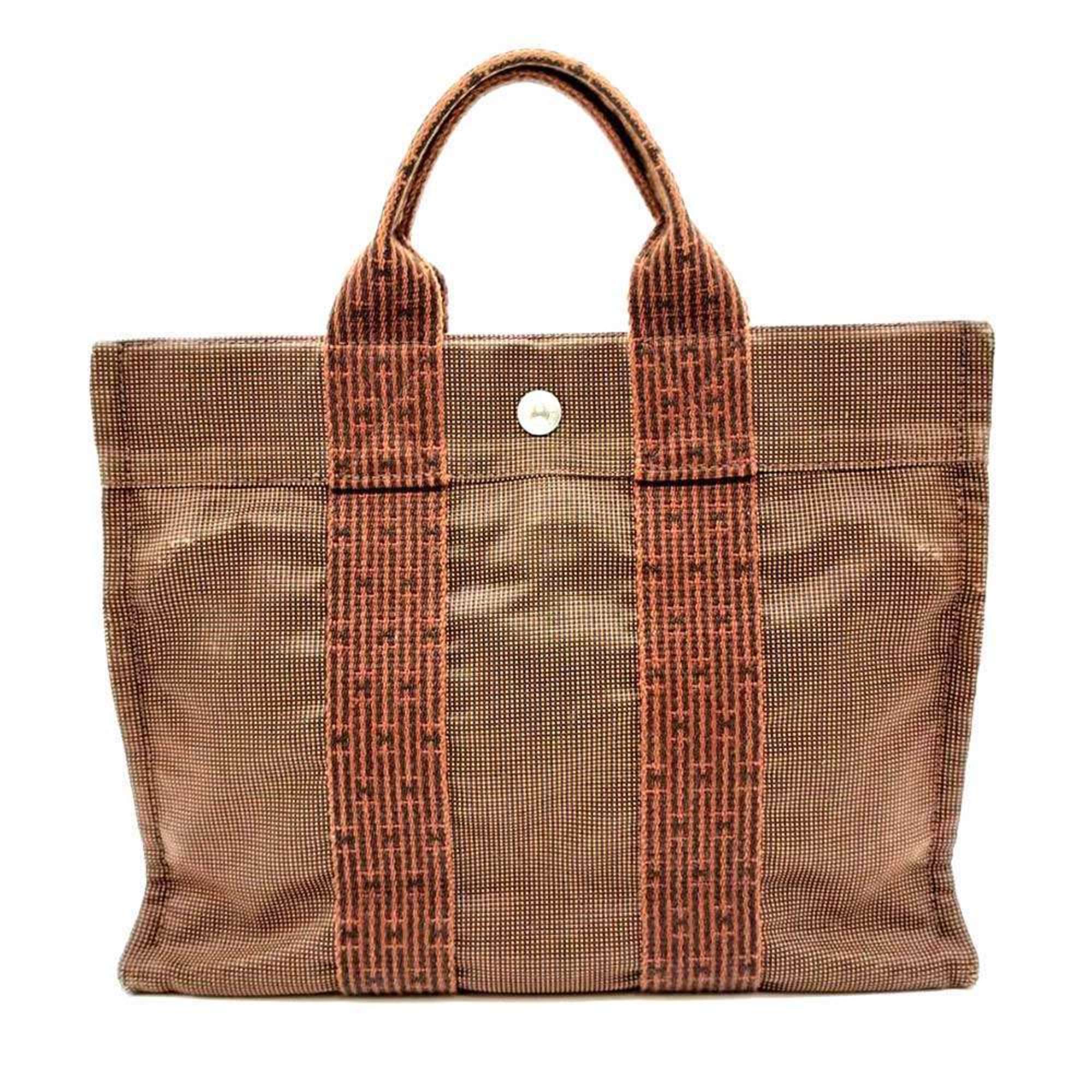 Hermes Her Line Brown Canvas Handbag Tote Bag (Pre-Owned)