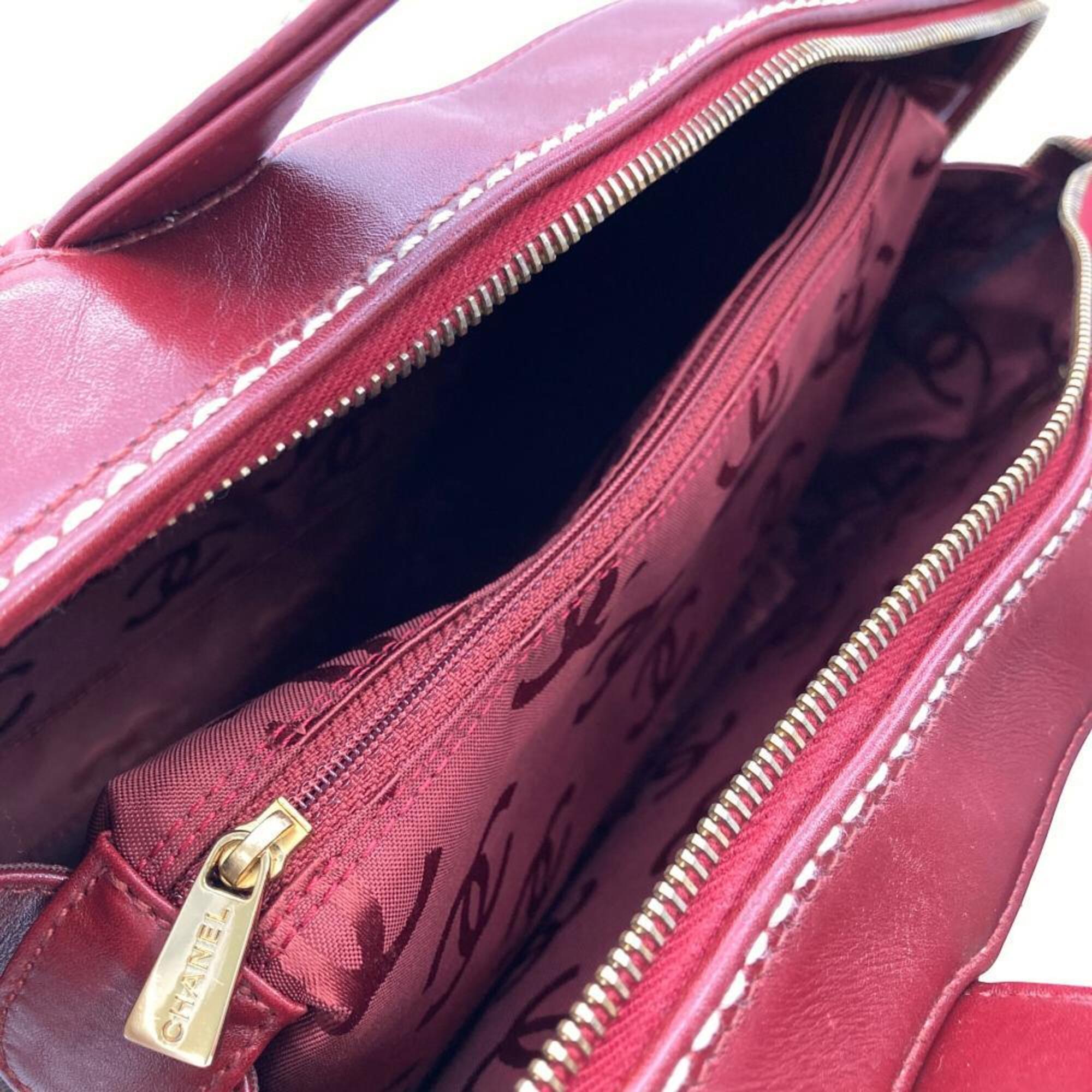 Chanel Bordeaux Red Color Wine Boston Bag Handbag (Pre-Owned)