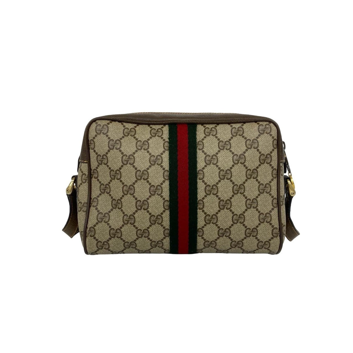 Gucci Brown Green Red Color Pvc Leather Shoulder Bag (Pre-Owned)