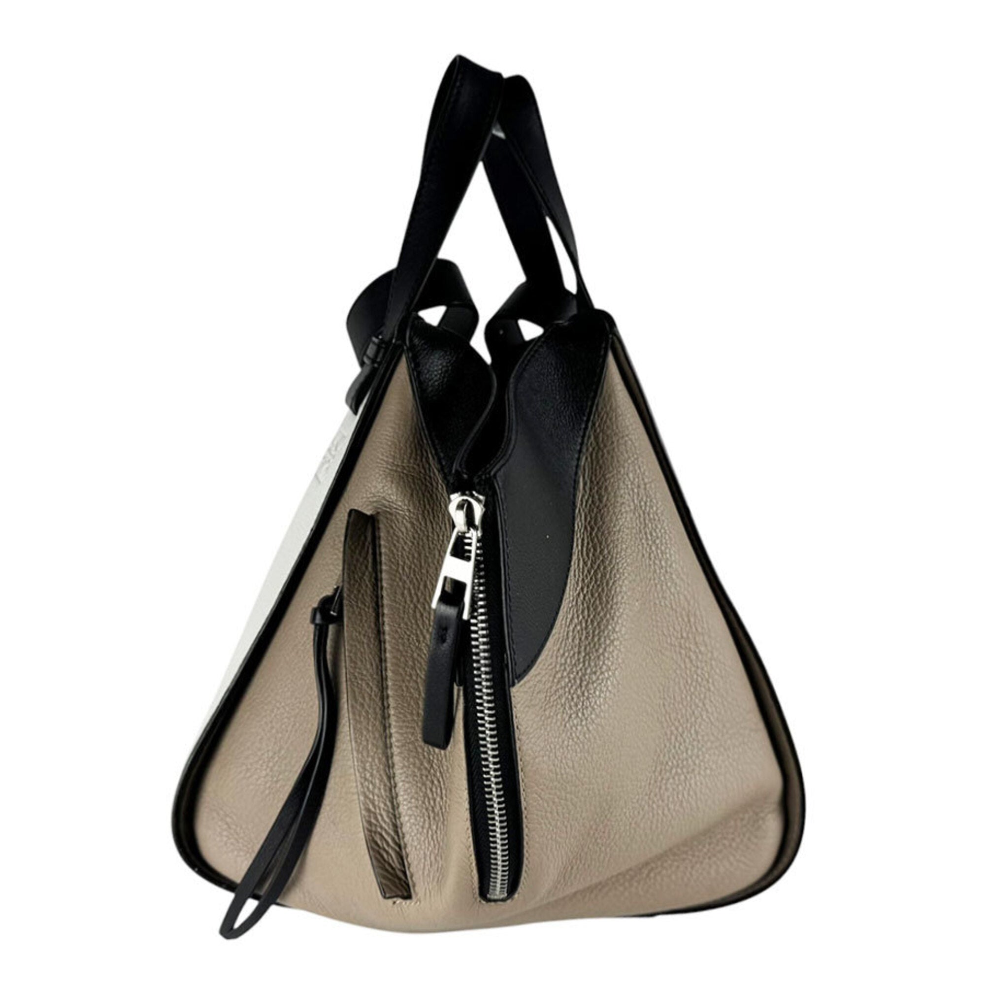 Loewe Beige Black White Leather Handbag Shoulder Bag (Pre-Owned)