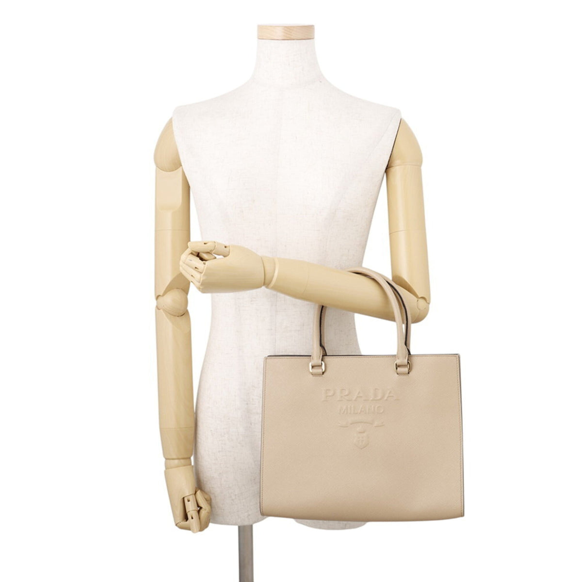 Prada Beige Leather Handbag Shoulder Bag (Pre-Owned)