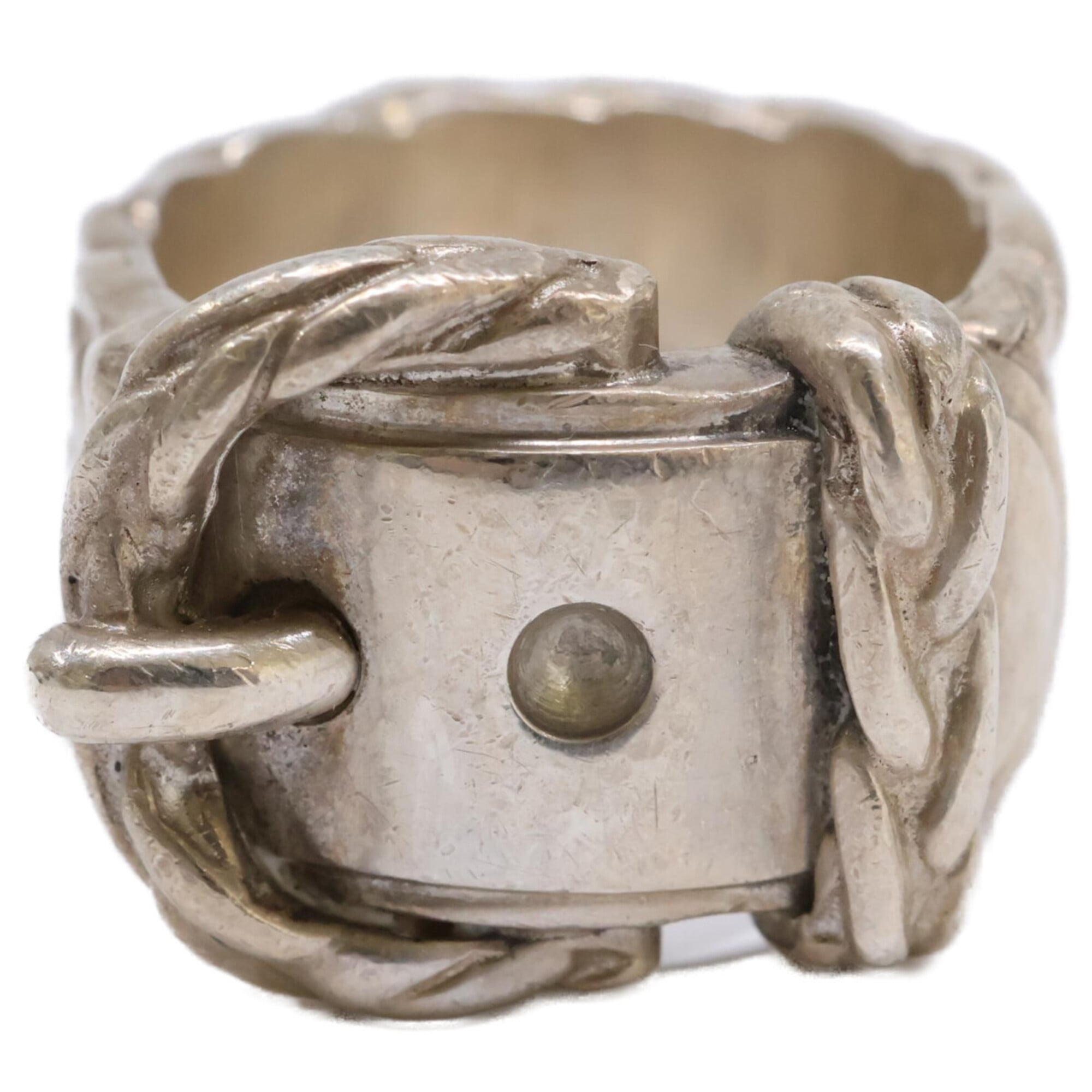 Hermes Silver Silver 925 Band Ring (Pre-Owned)