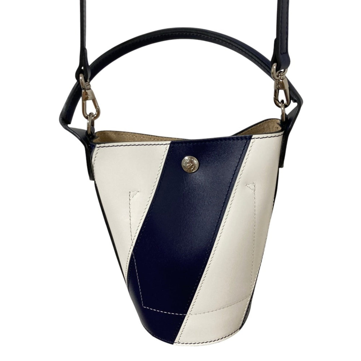 Longchamp Navy White Leather Crossbody Bag (Pre-Owned)