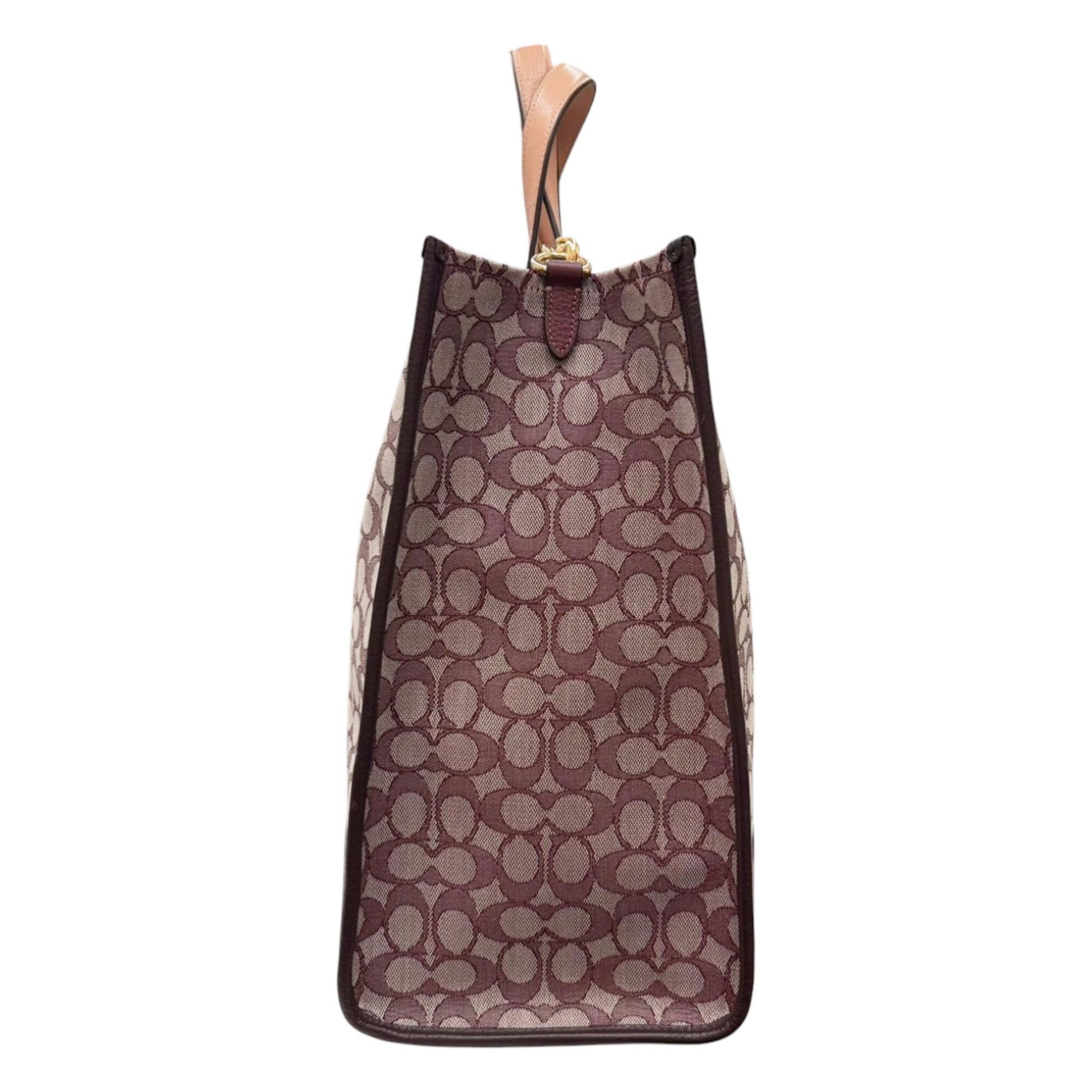 Coach Red Color Wine Leather Canvas Tote Bag (Pre-Owned)