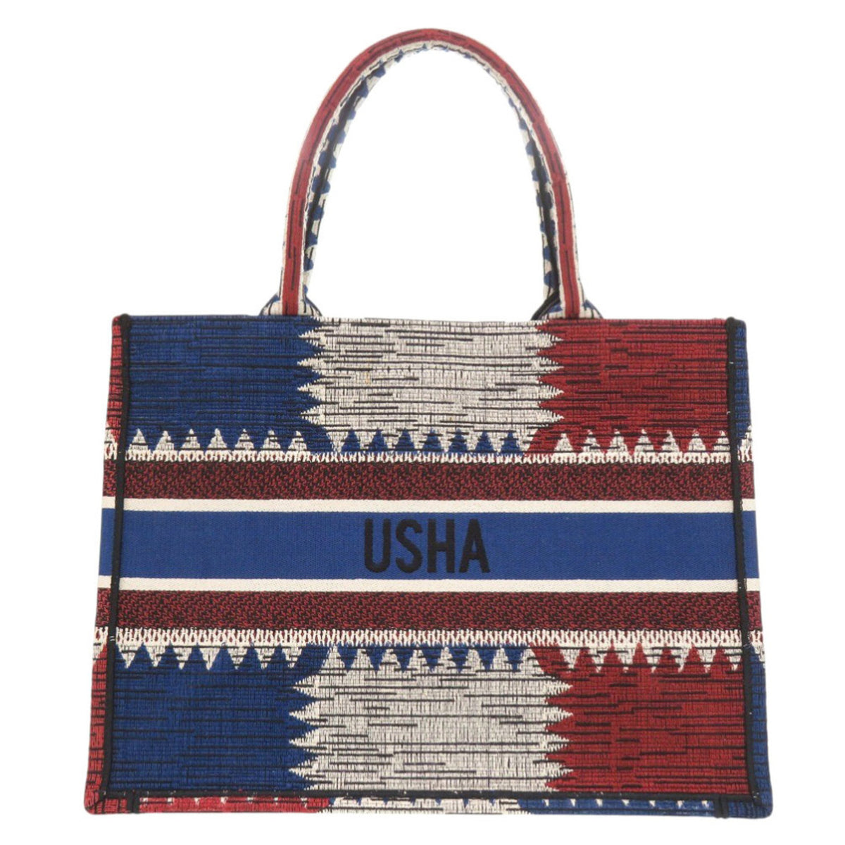 Christian Dior Blue Red Color Canvas Handbag Tote Bag (Pre-Owned)