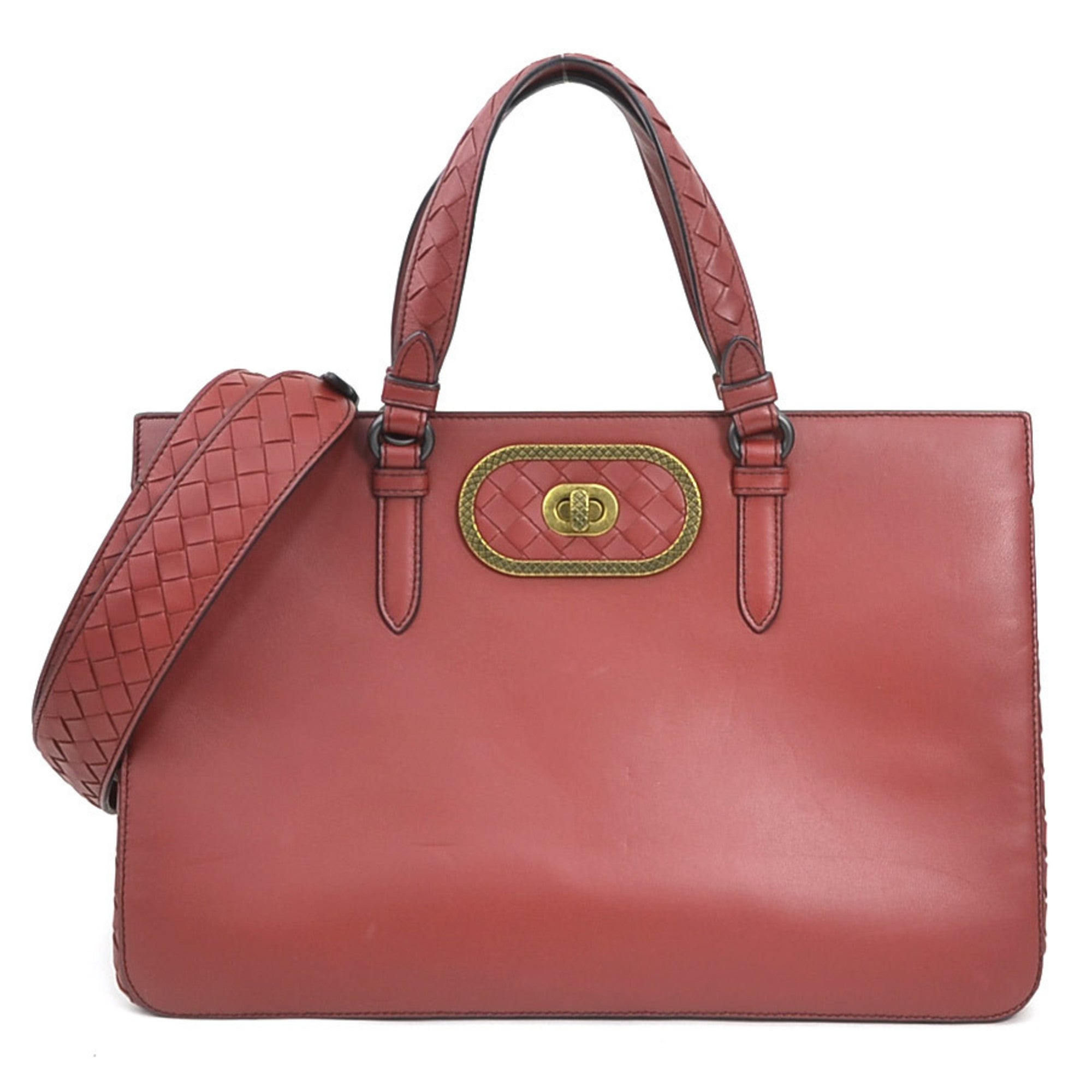 Bottega Veneta Burgundy Intrecciato Handbag Shoulder Bag (Pre-Owned)