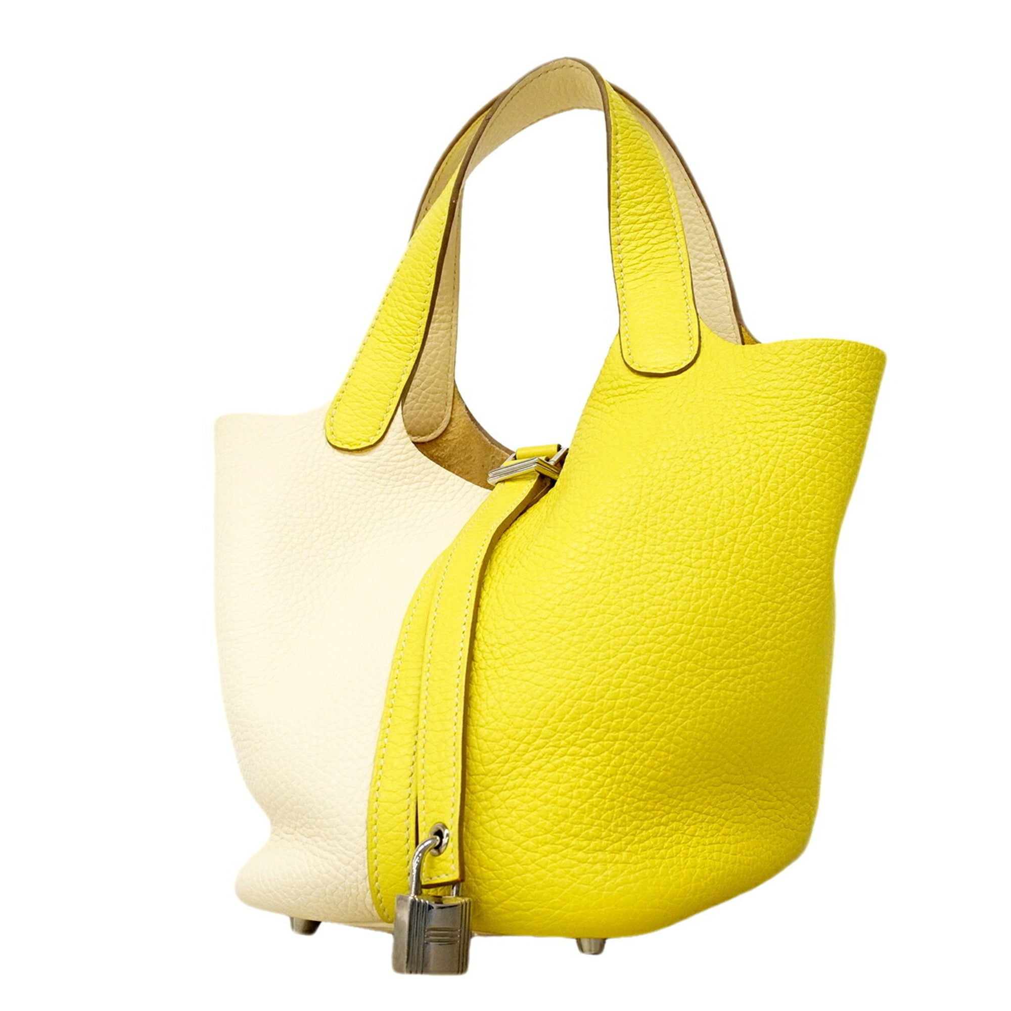 Hermes Lime Taurillon Clemence Leather Handbag (Pre-Owned)