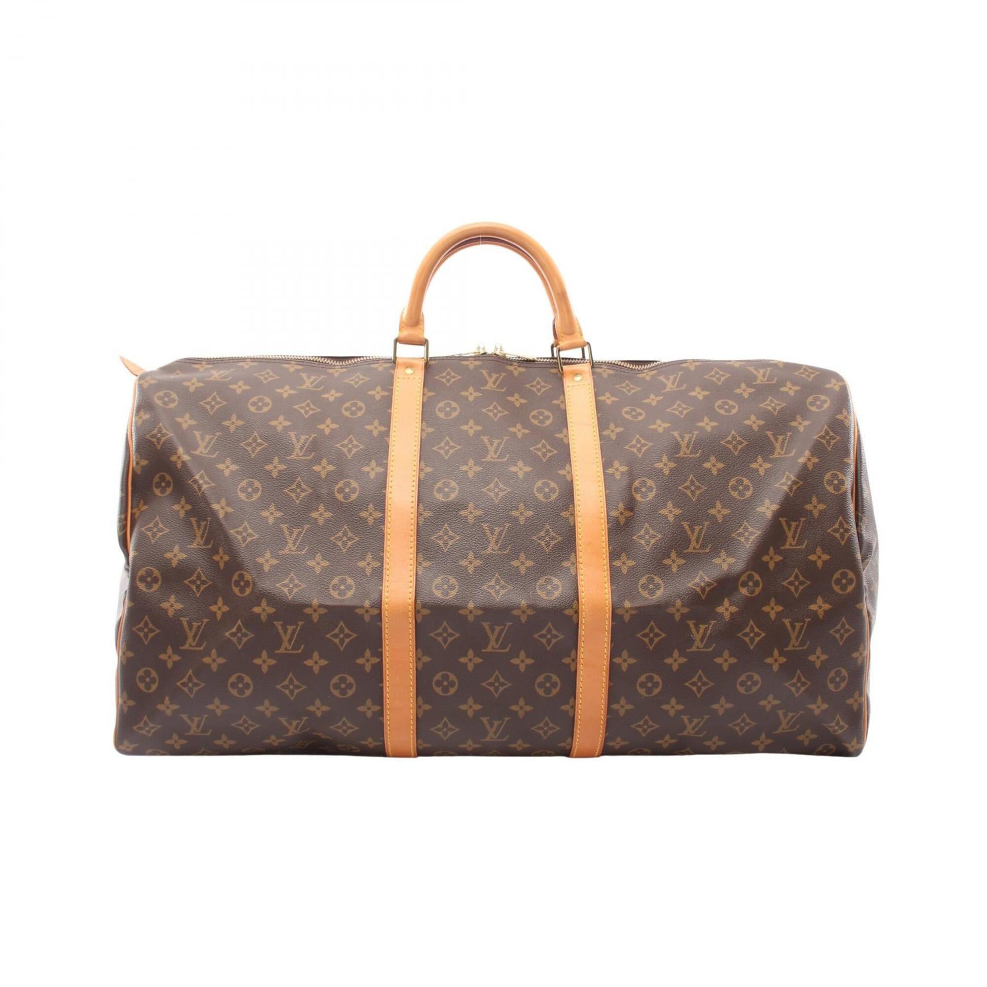Louis Vuitton Brown Monogram Coated Canvas Monogram Leather Boston Bag Handbag (Pre-Owned)