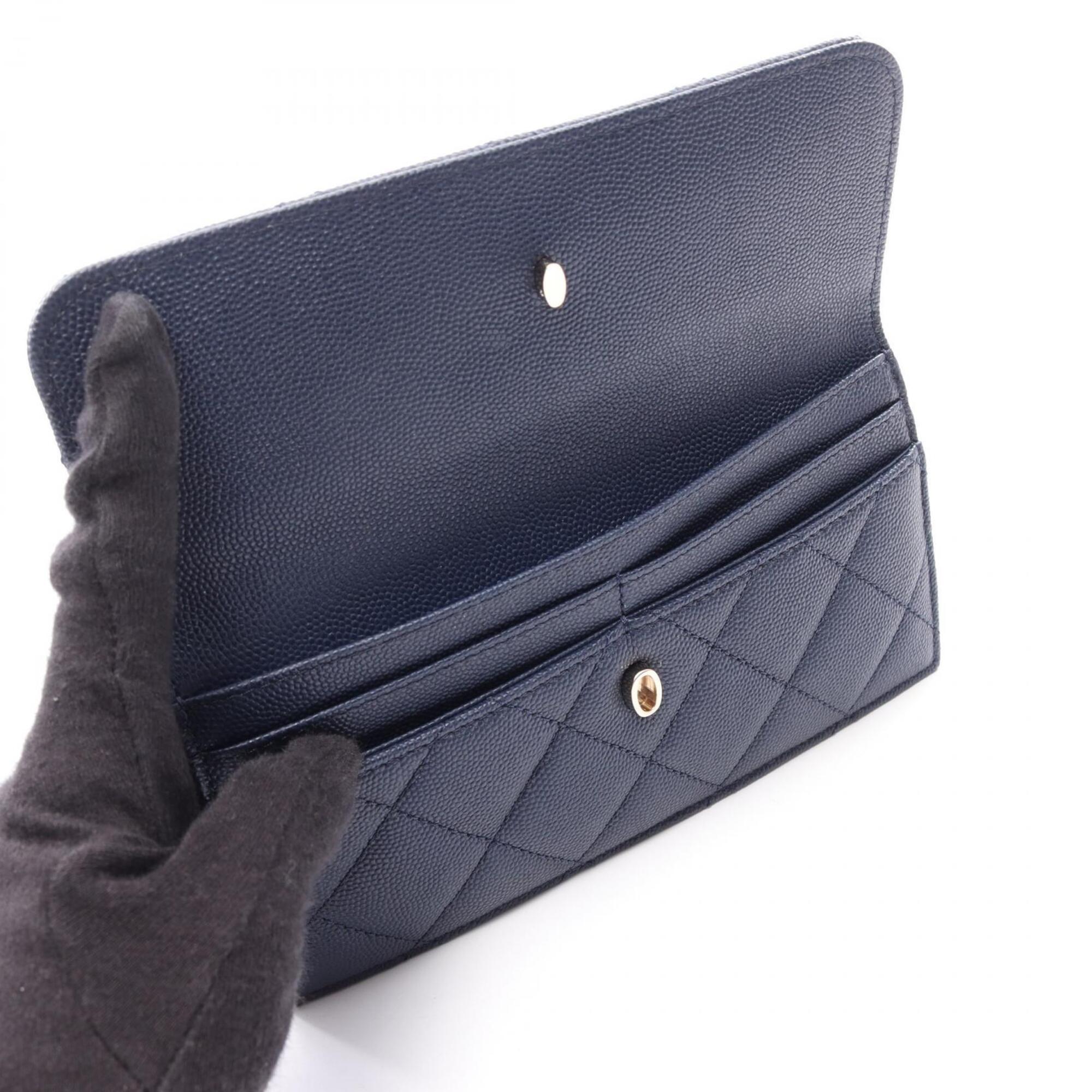 Chanel Navy Grained Calfskin Handbag Shoulder Bag (Pre-Owned)