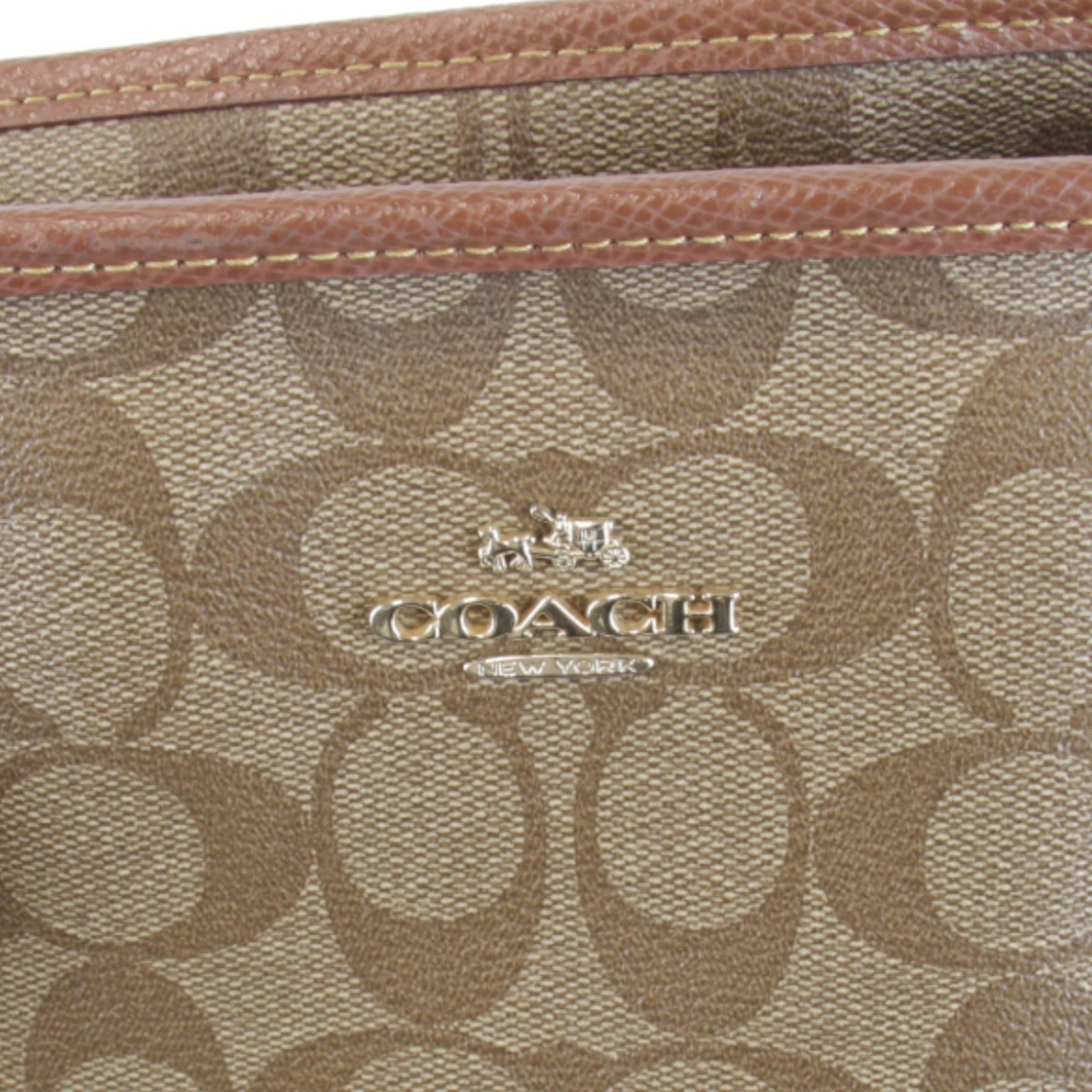 Coach Brown Pvc Leather Tote Bag (Pre-Owned)