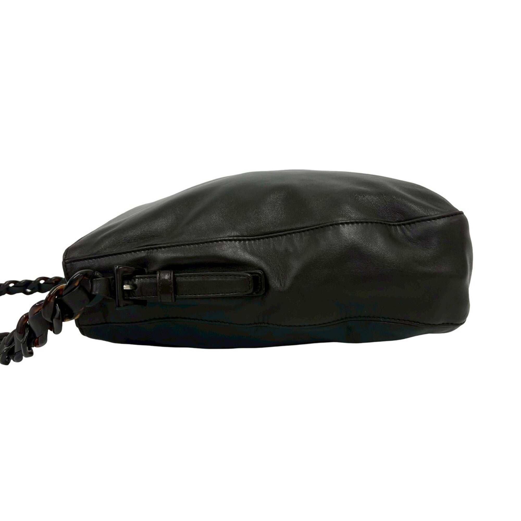 Prada Brown Leather Plastic Pochette Shoulder Bag (Pre-Owned)