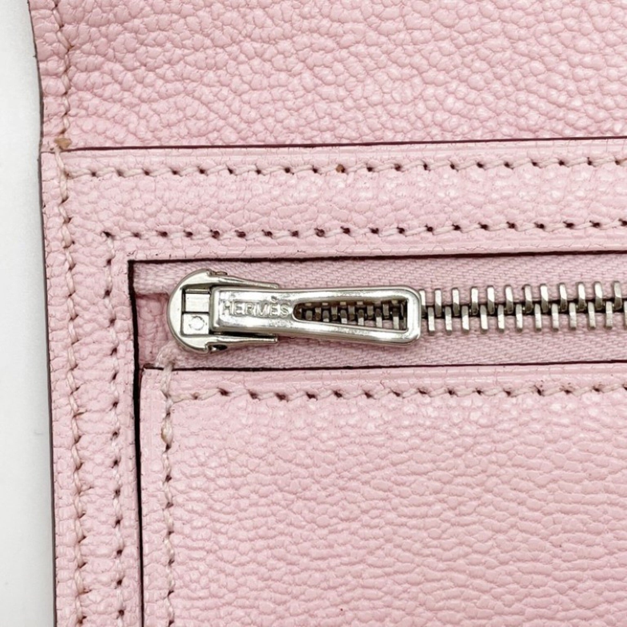 Hermes Rose Sakura Chevre Leather Long Wallet (Bi-Fold) (Pre-Owned)
