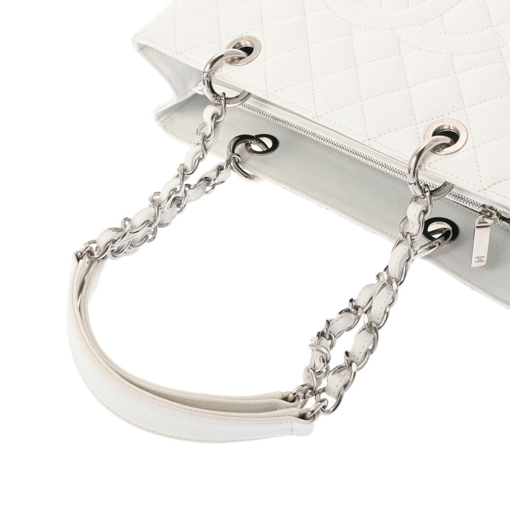 Chanel Black White Caviar Leather Tote Bag (Pre-Owned)