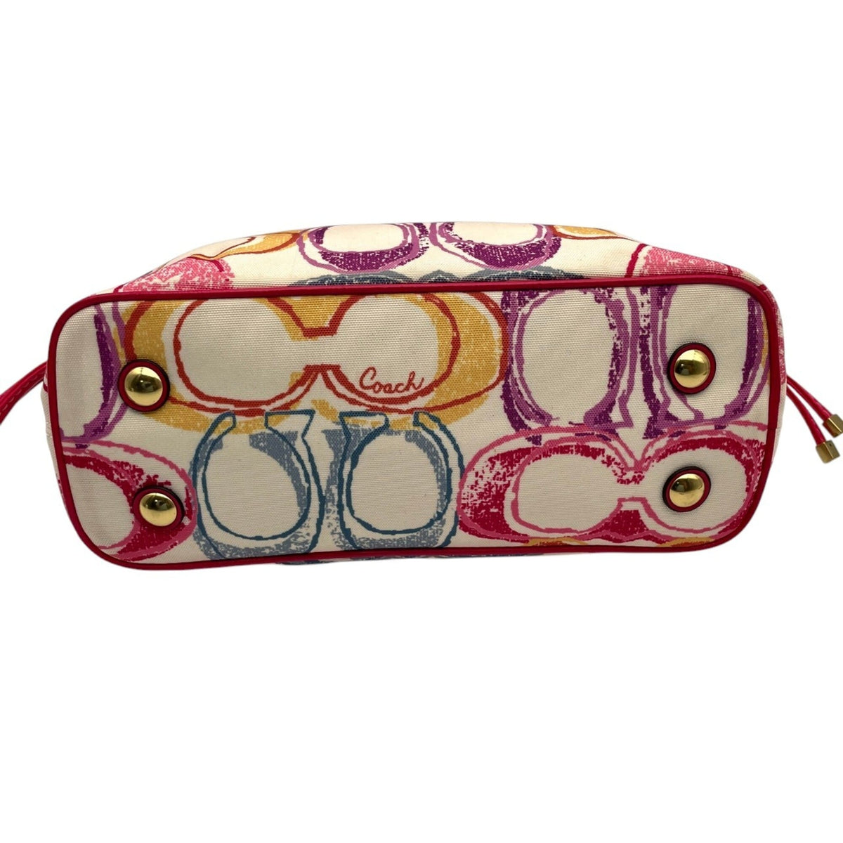 Coach Multi-Color Pink Canvas Patent Leather Handbag Tote Bag (Pre-Owned)