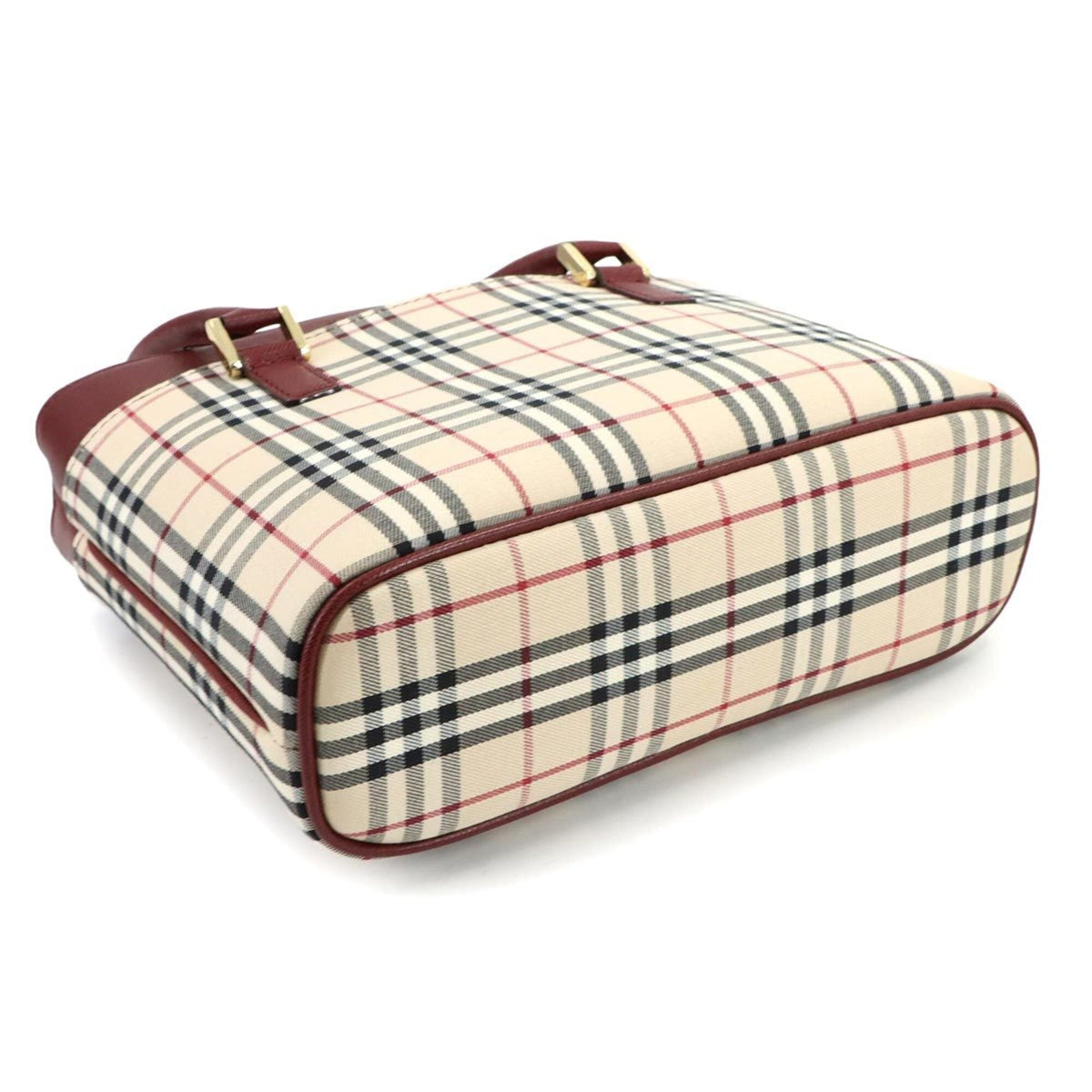 Burberry Beige Bordeaux Canvas Leather Handbag (Pre-Owned)