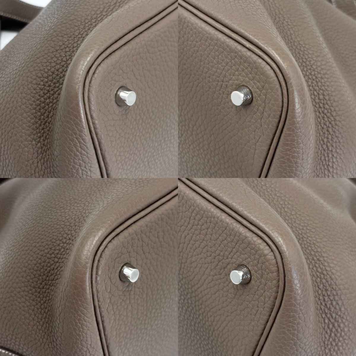 Hermes Beige Etoupe Gray Taurillon Clemence Leather Handbag (Pre-Owned)