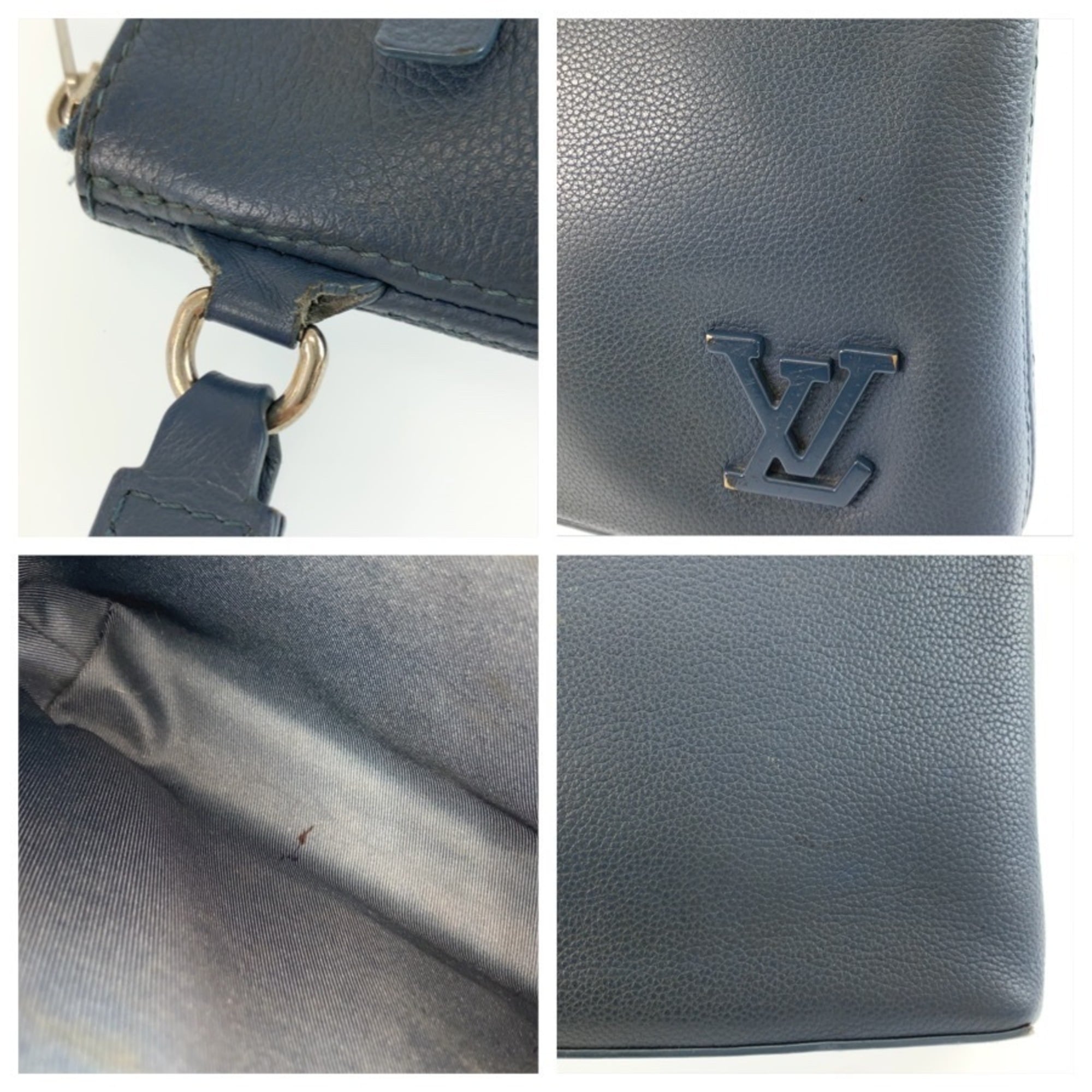 Louis Vuitton Blue Leather Clutch Bag Pochette (Pre-Owned)