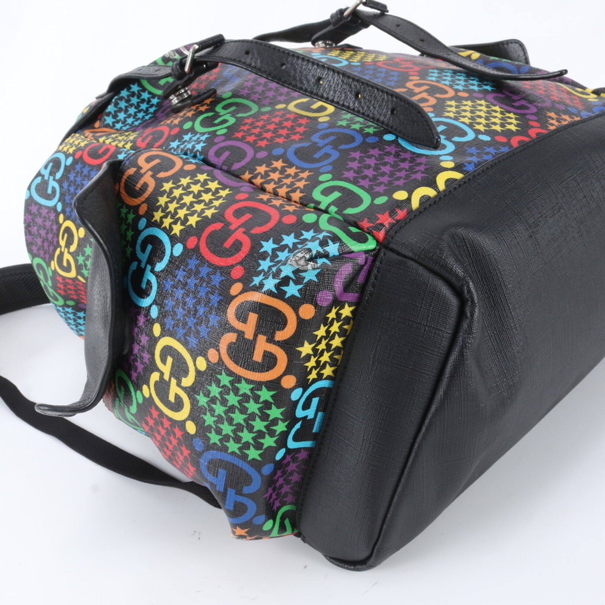 Gucci Multi-Color Leather Coated Canvas Backpack Shoulder Bag (Pre-Owned)