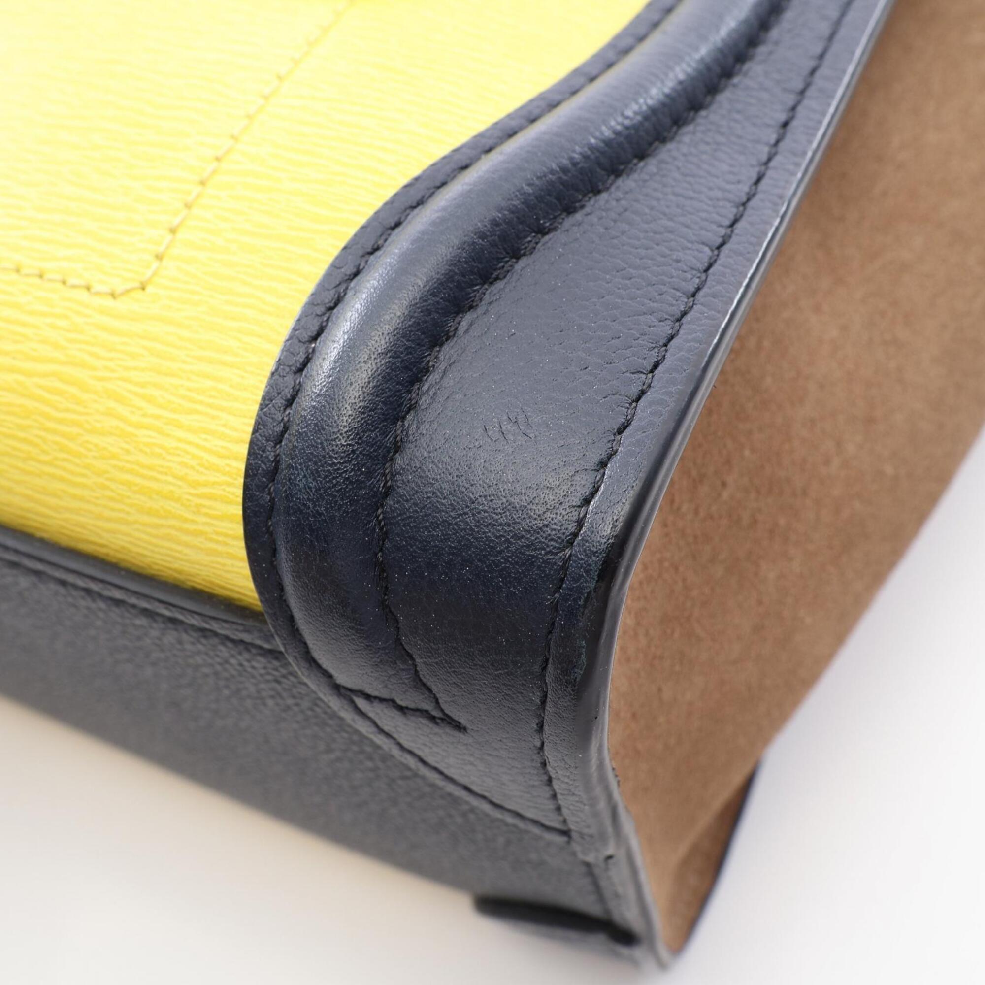 Celine Gray Navy Yellow Leather Handbag (Pre-Owned)