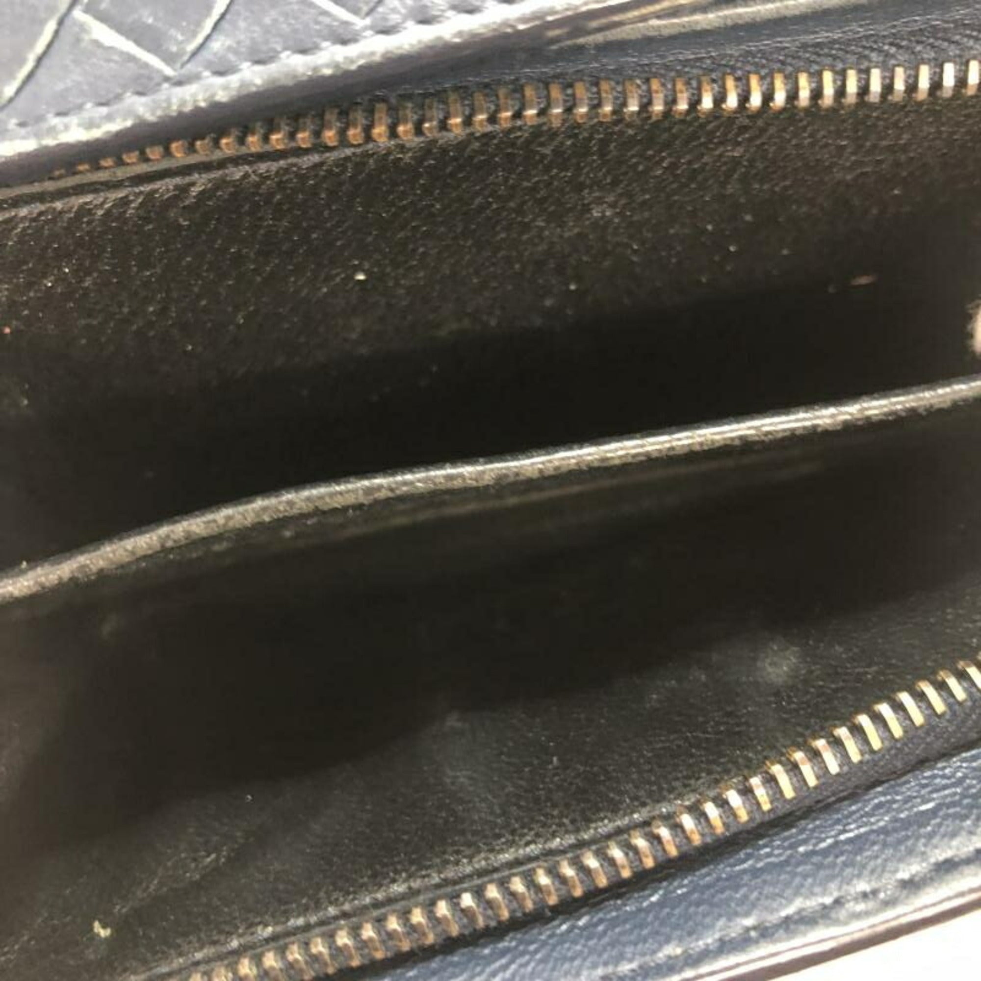 Bottega Veneta Intrecciato Navy Leather Long Wallet (Bi-Fold) (Pre-Owned)