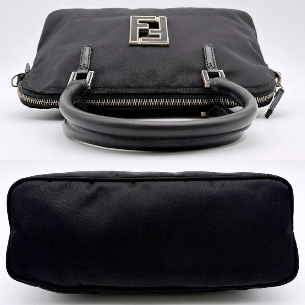 Fendi Black Nylon Leather Tote Bag (Pre-Owned)