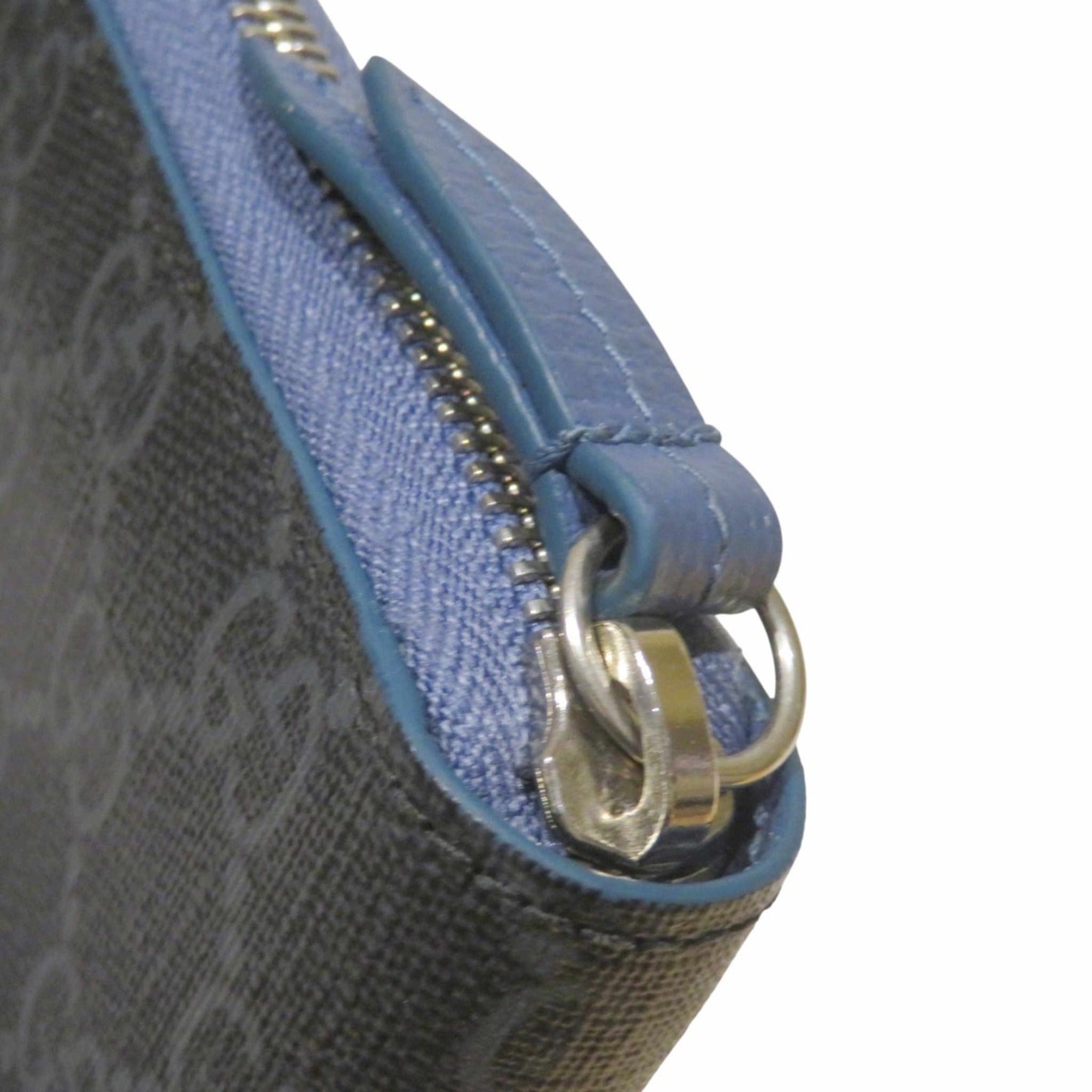 Gucci Gg Supreme Black Blue Gg Supreme Long Wallet (Bi-Fold) (Pre-Owned)