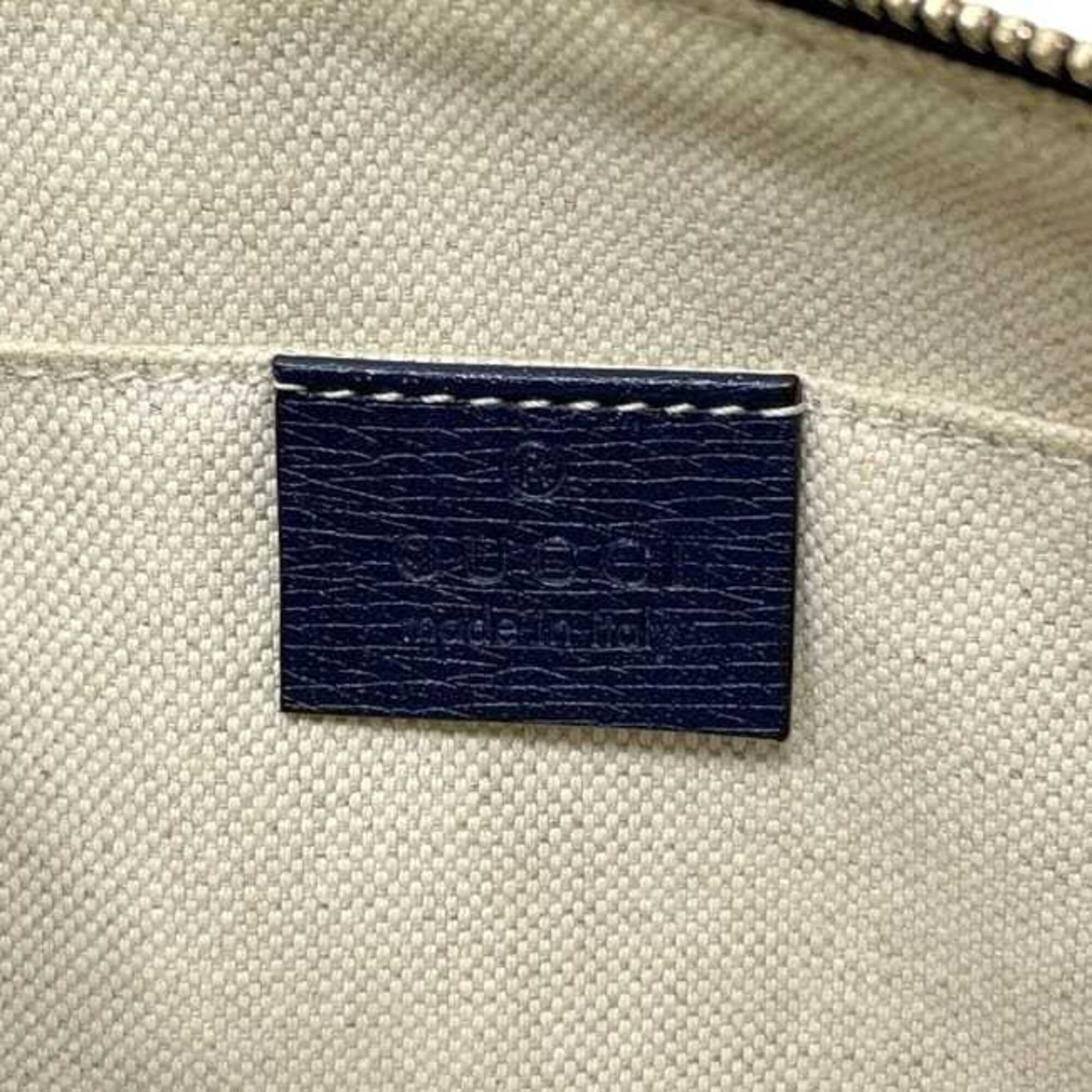 Gucci Navy Bamboo Leather Pouch (Pre-Owned)