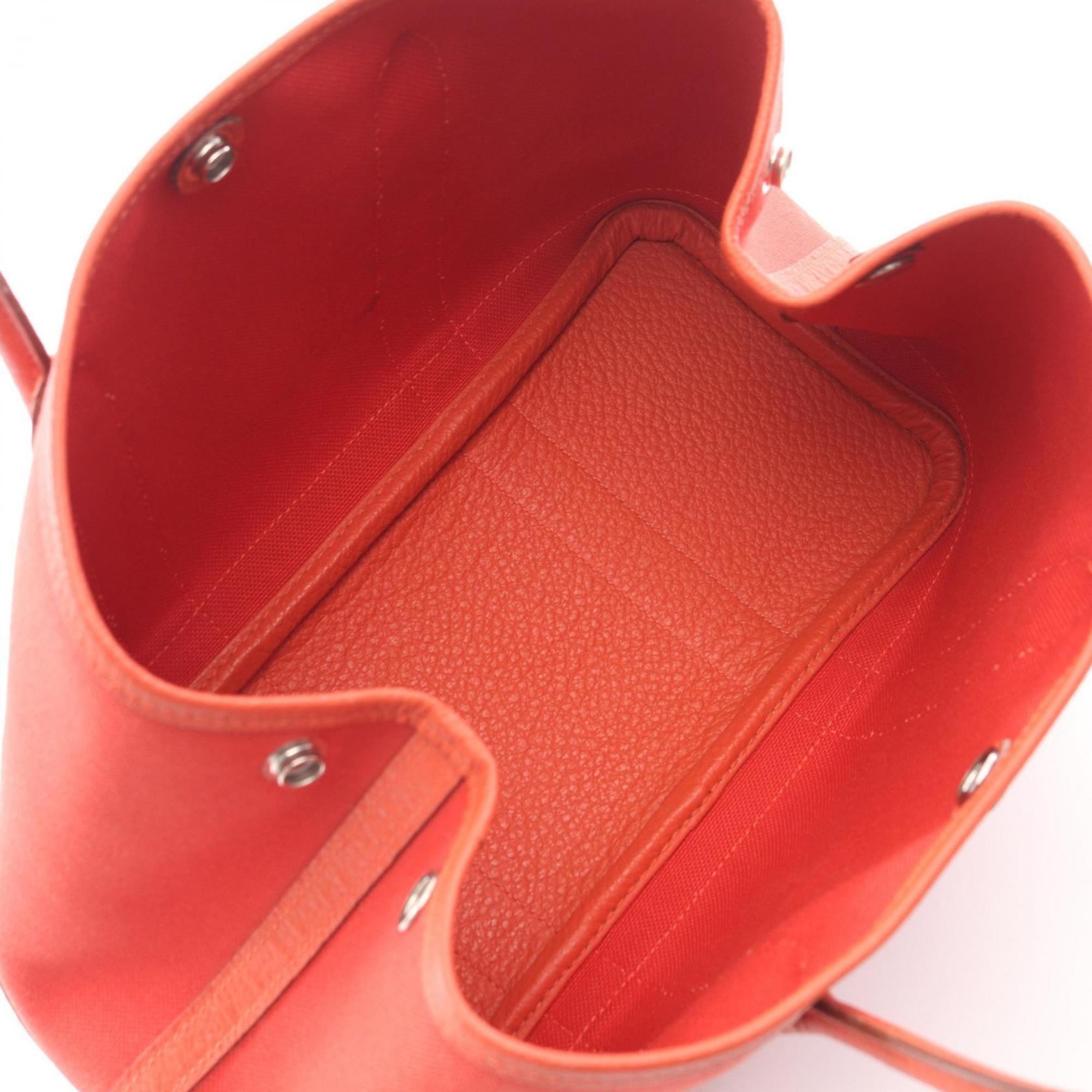 Hermes Red Color Canvas Handbag Tote Bag (Pre-Owned)