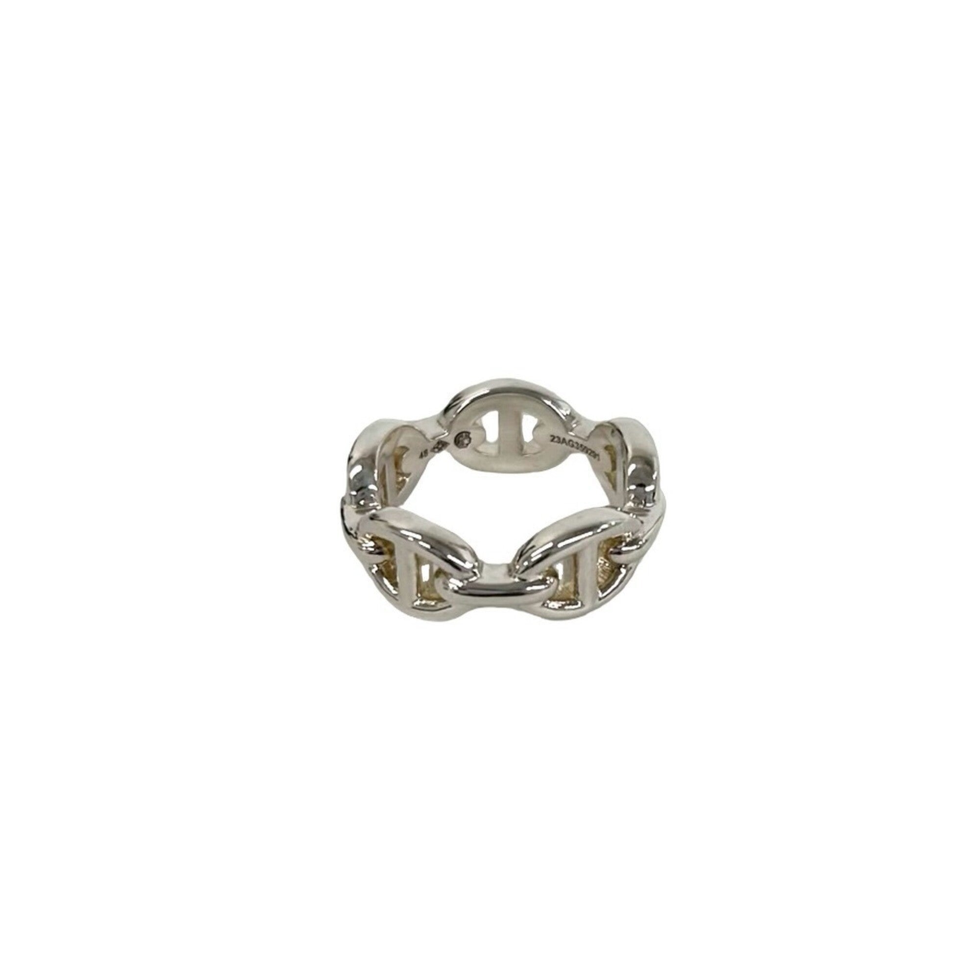 Hermes Silver Silver 925 Band Ring (Pre-Owned)