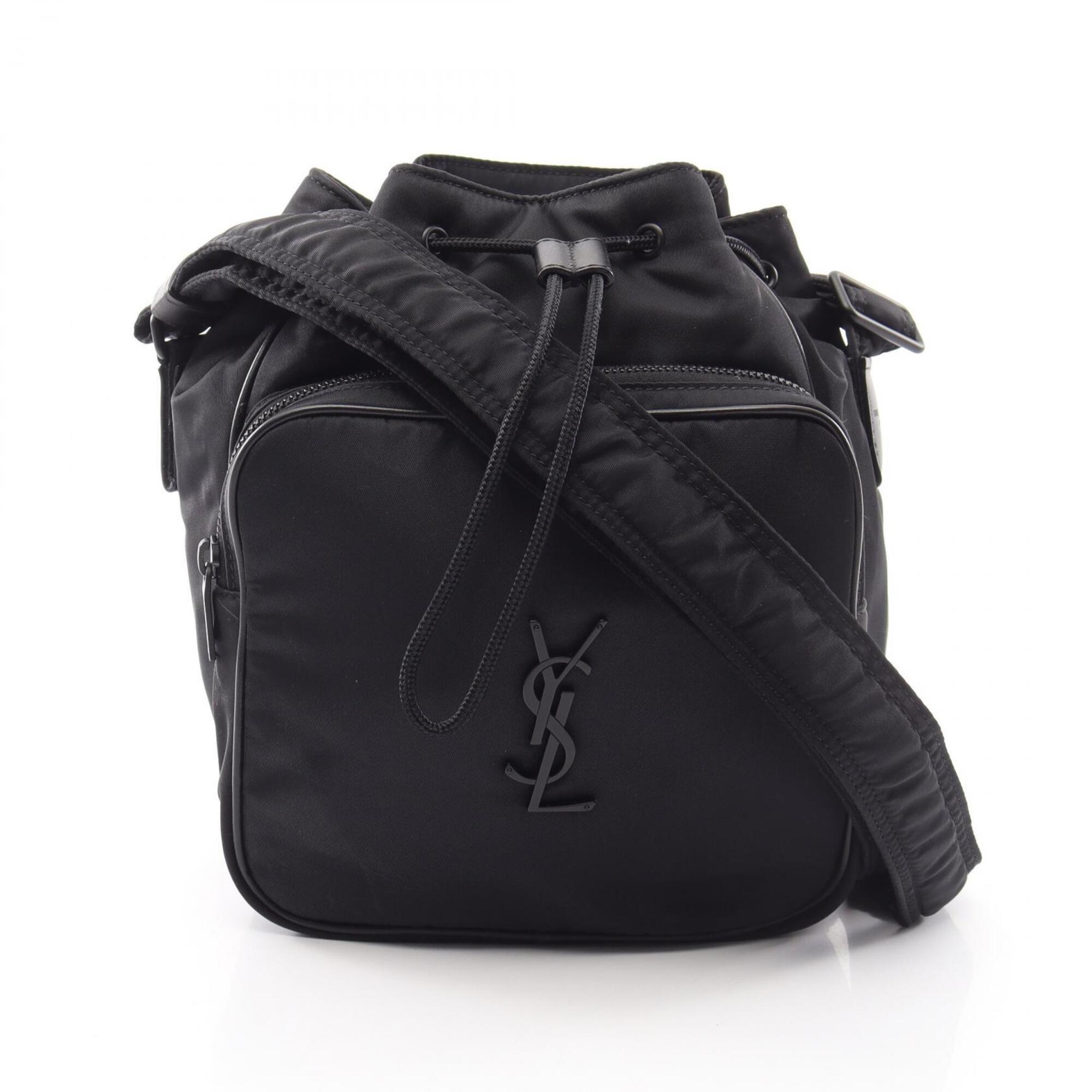 Yves Saint Laurent Black Nylon Leather Handbag Shoulder Bag (Pre-Owned)