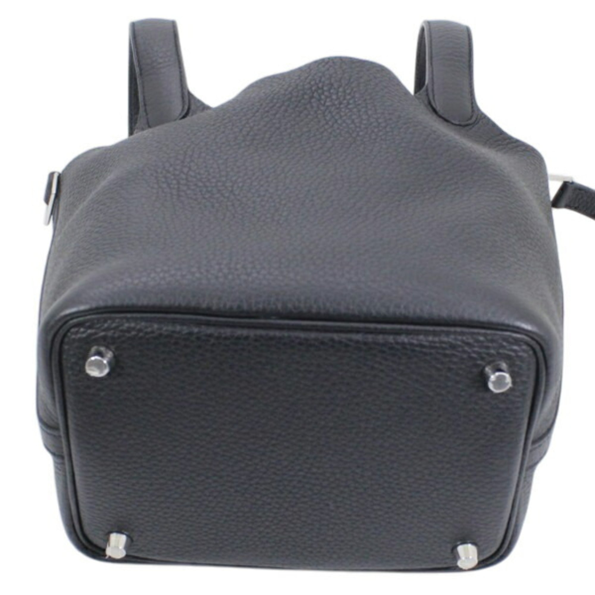 Hermes Black Taurillon Clemence Leather Handbag Tote Bag (Pre-Owned)