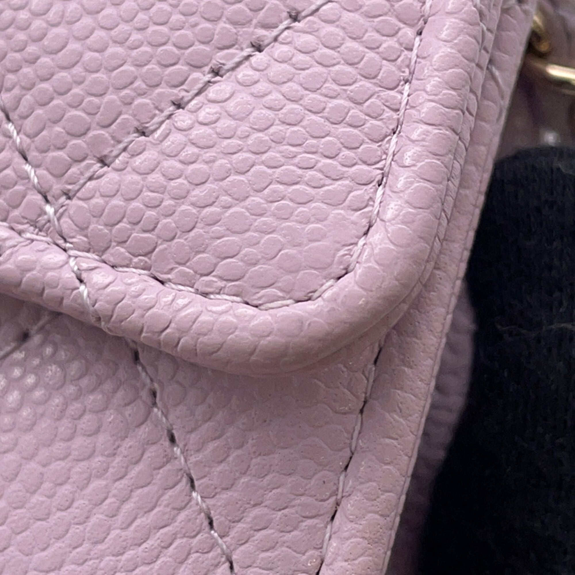 Chanel Light Pink Grained Calfskin Chain/Shoulder Wallet (Pre-Owned)
