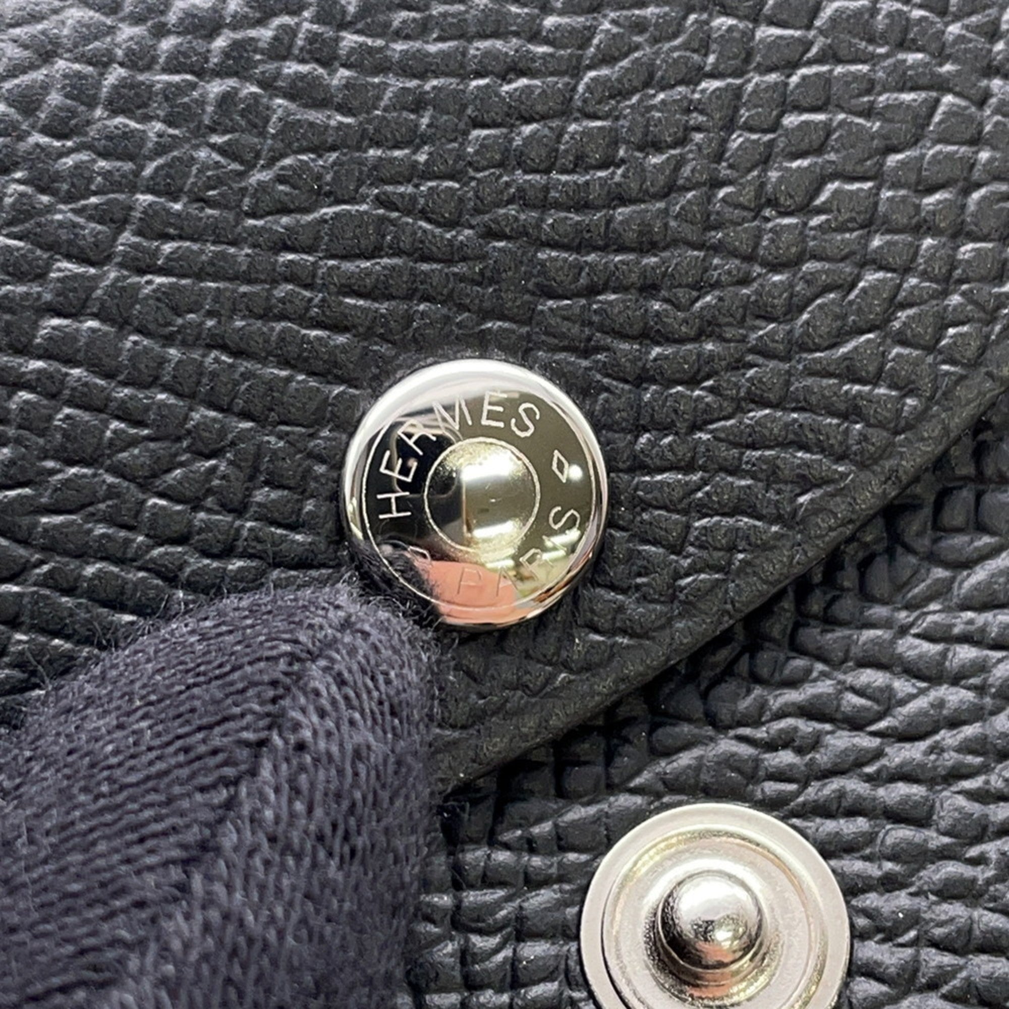Hermes Black Epsom Leather Coin Purse/Coin Case (Pre-Owned)